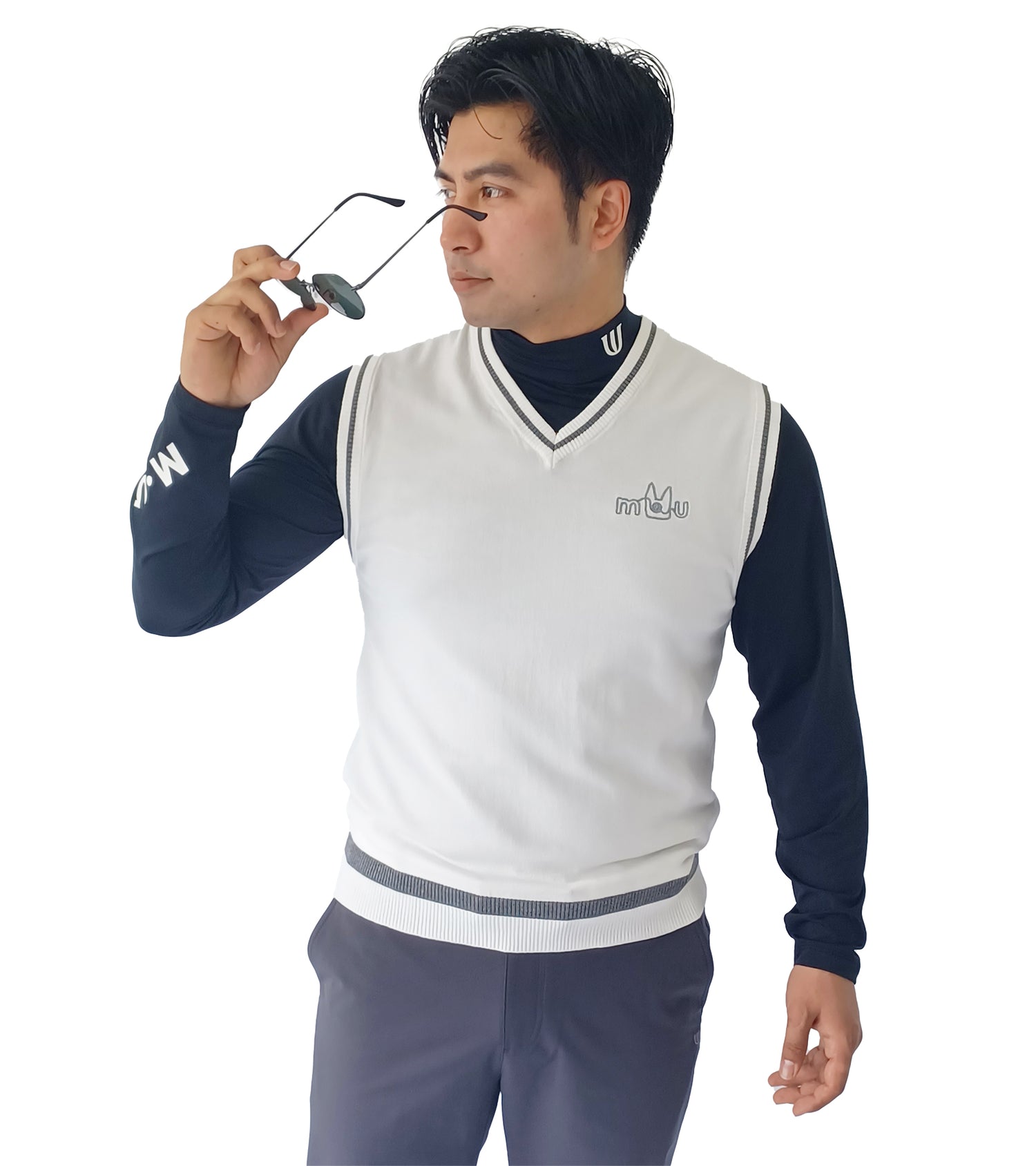 メンズVネックニットベスト