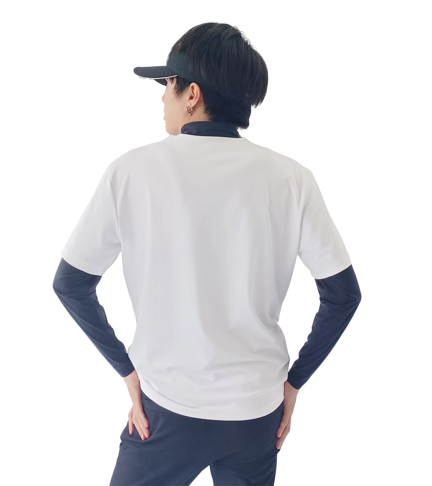 メンズ長袖フェイクレイヤープルオーバー