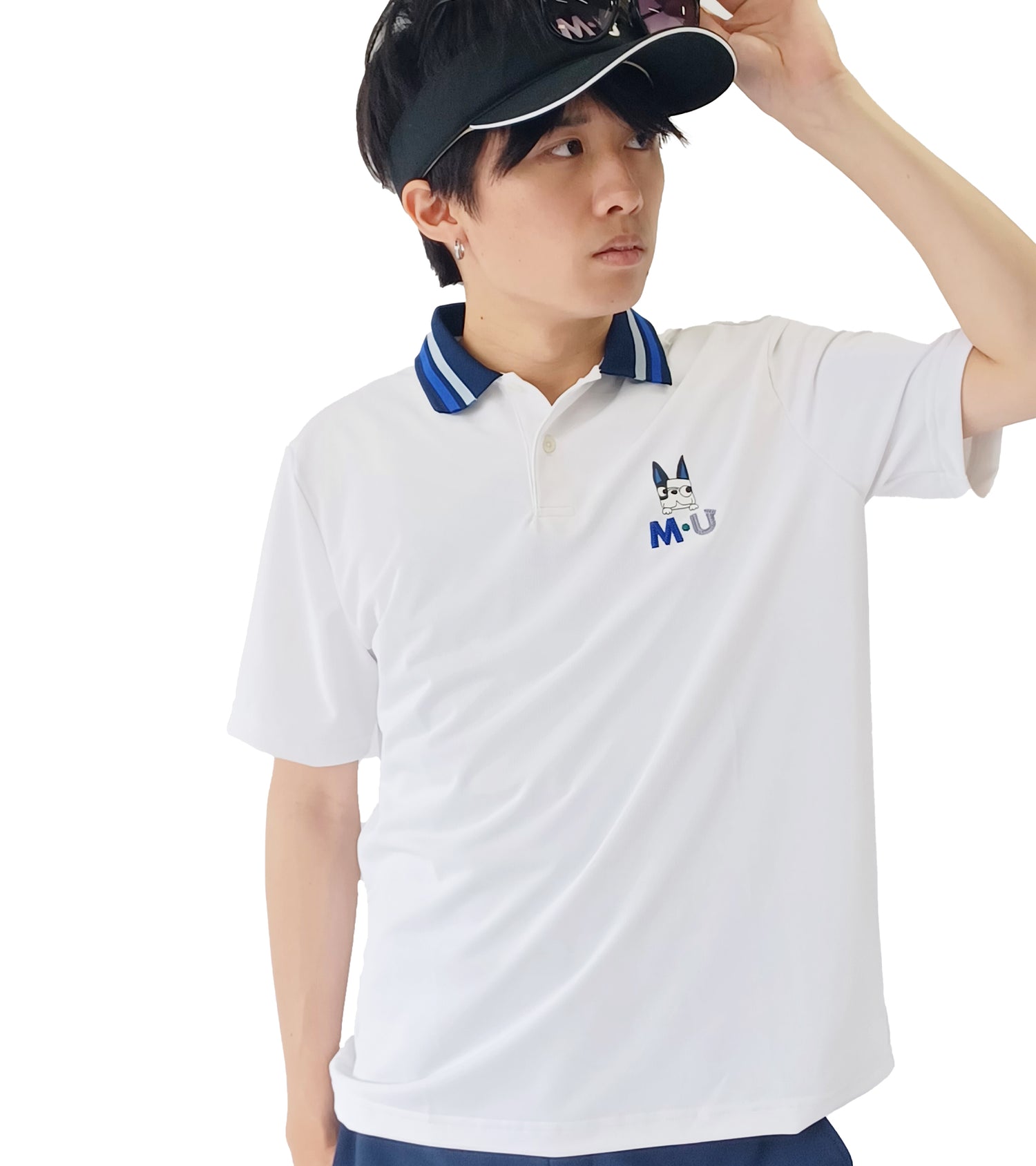 半袖スキッパー衿メンズポロシャツ