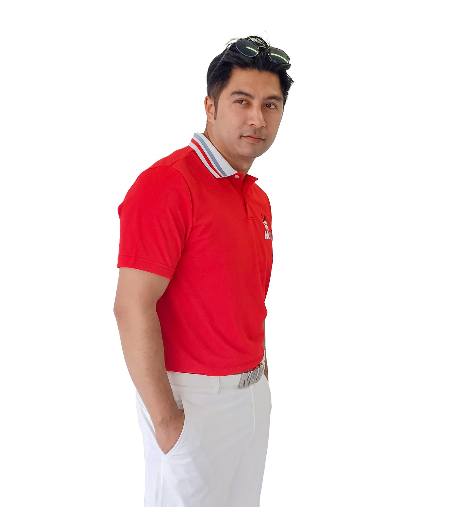 半袖スキッパー衿メンズポロシャツ