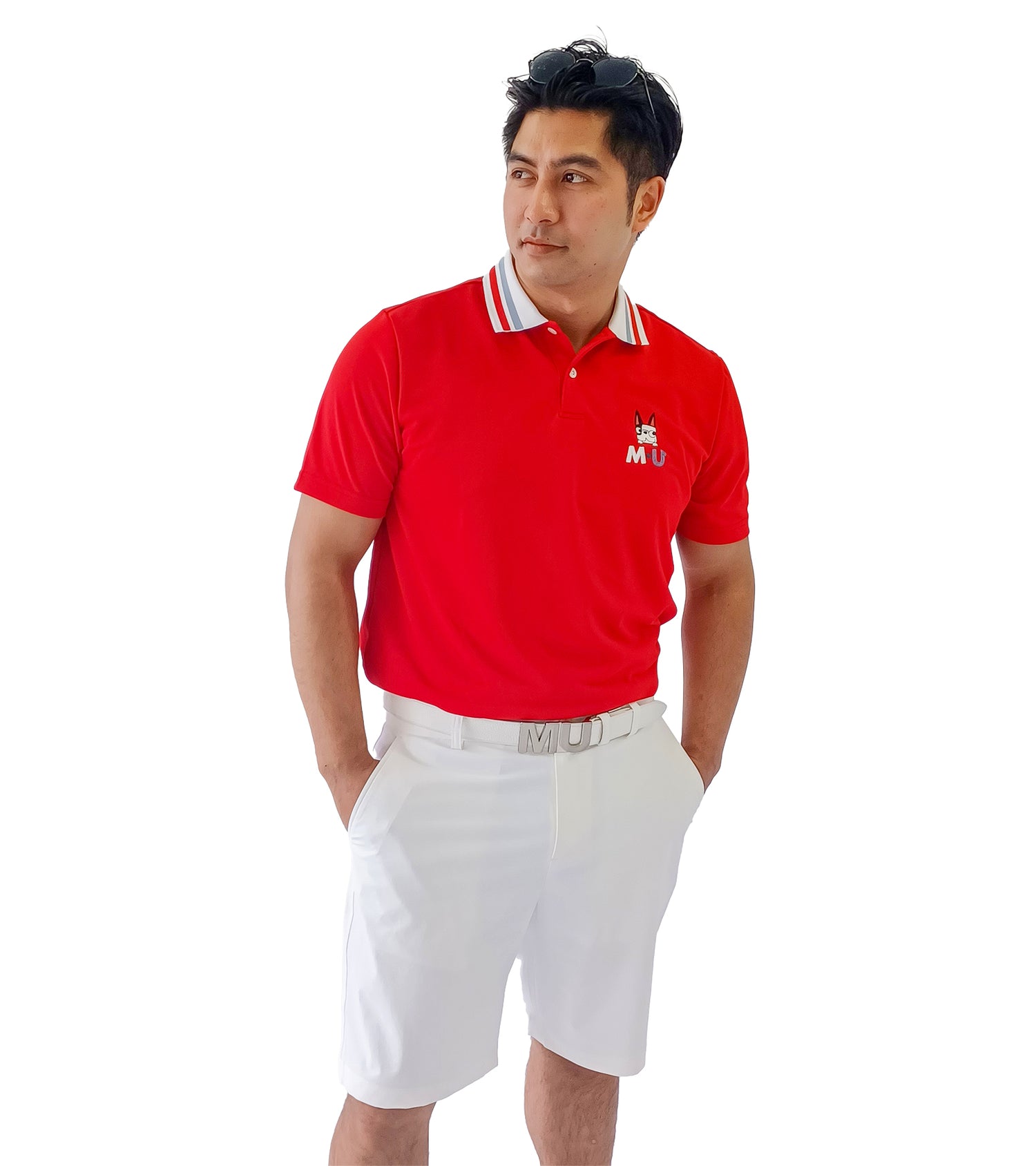 半袖スキッパー衿メンズポロシャツ