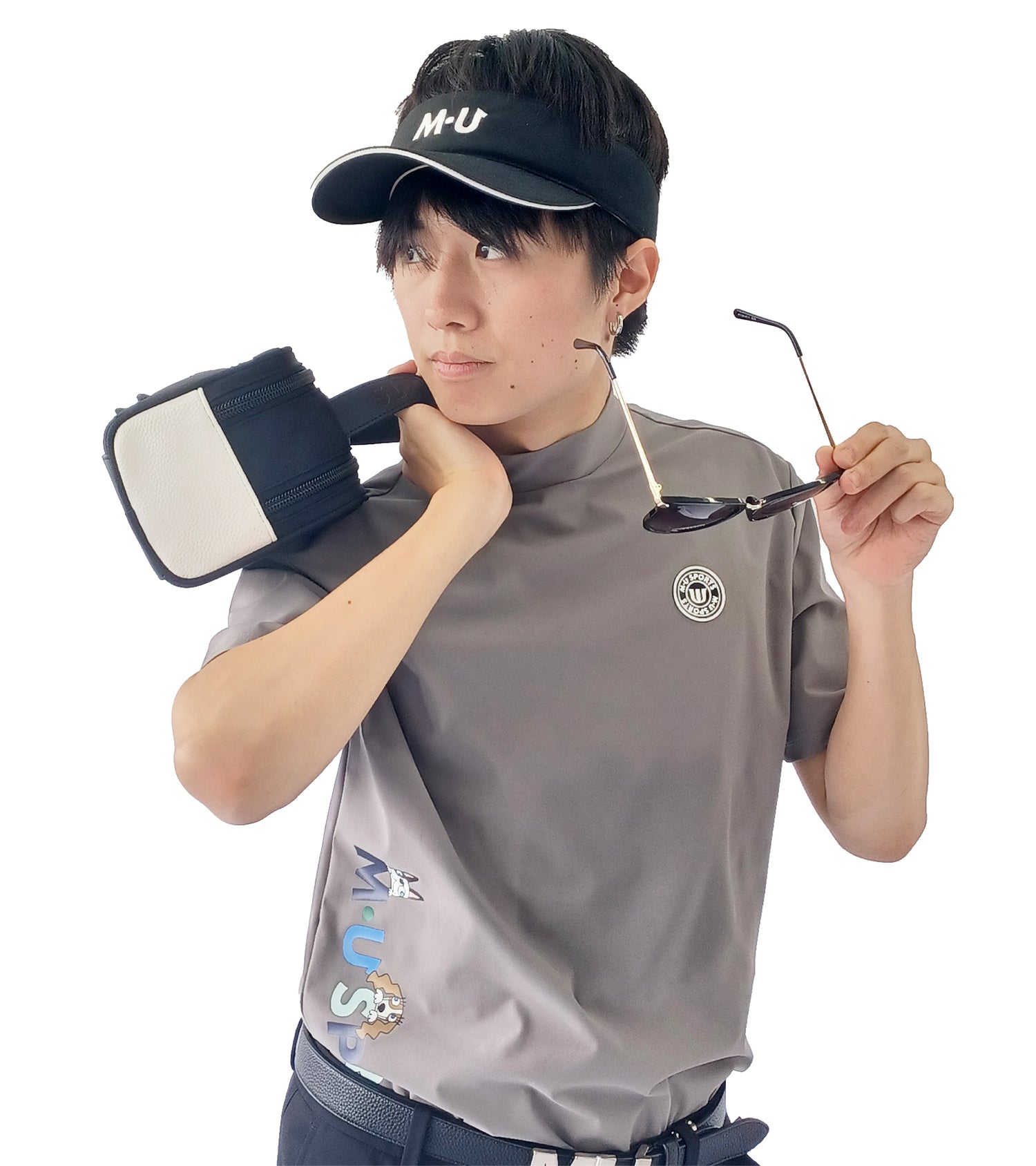 メンズ半袖モックネックプルオーバー