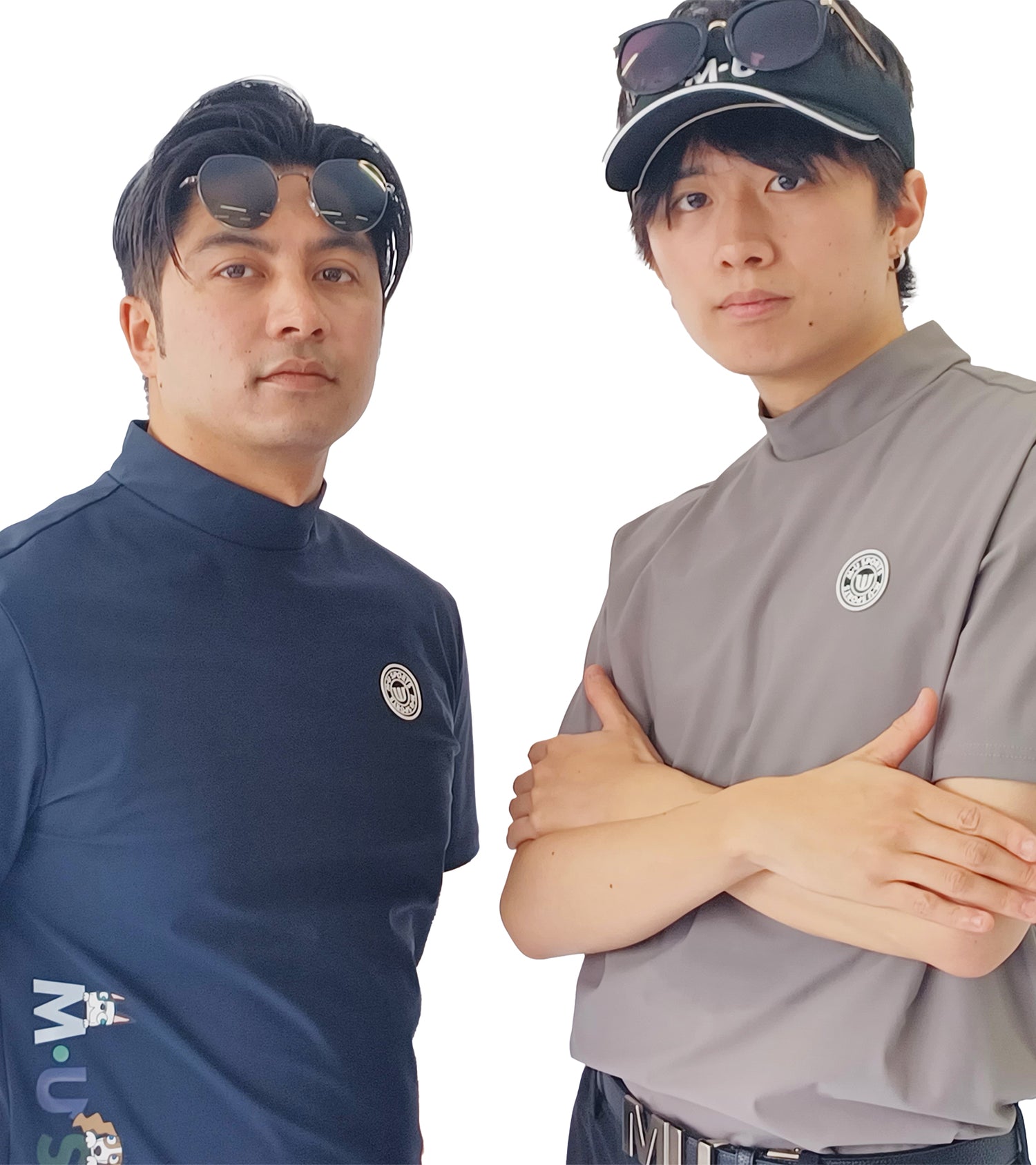 メンズ半袖モックネックプルオーバー