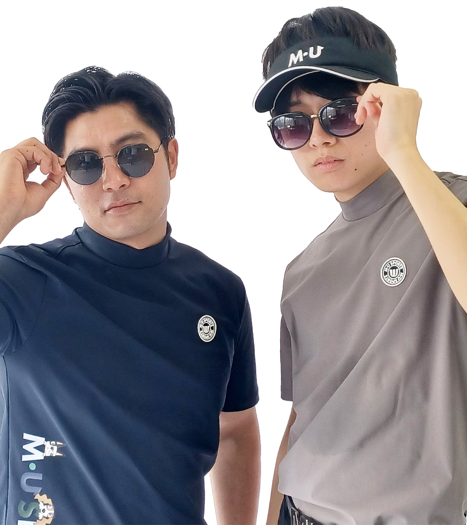 メンズ半袖モックネックプルオーバー