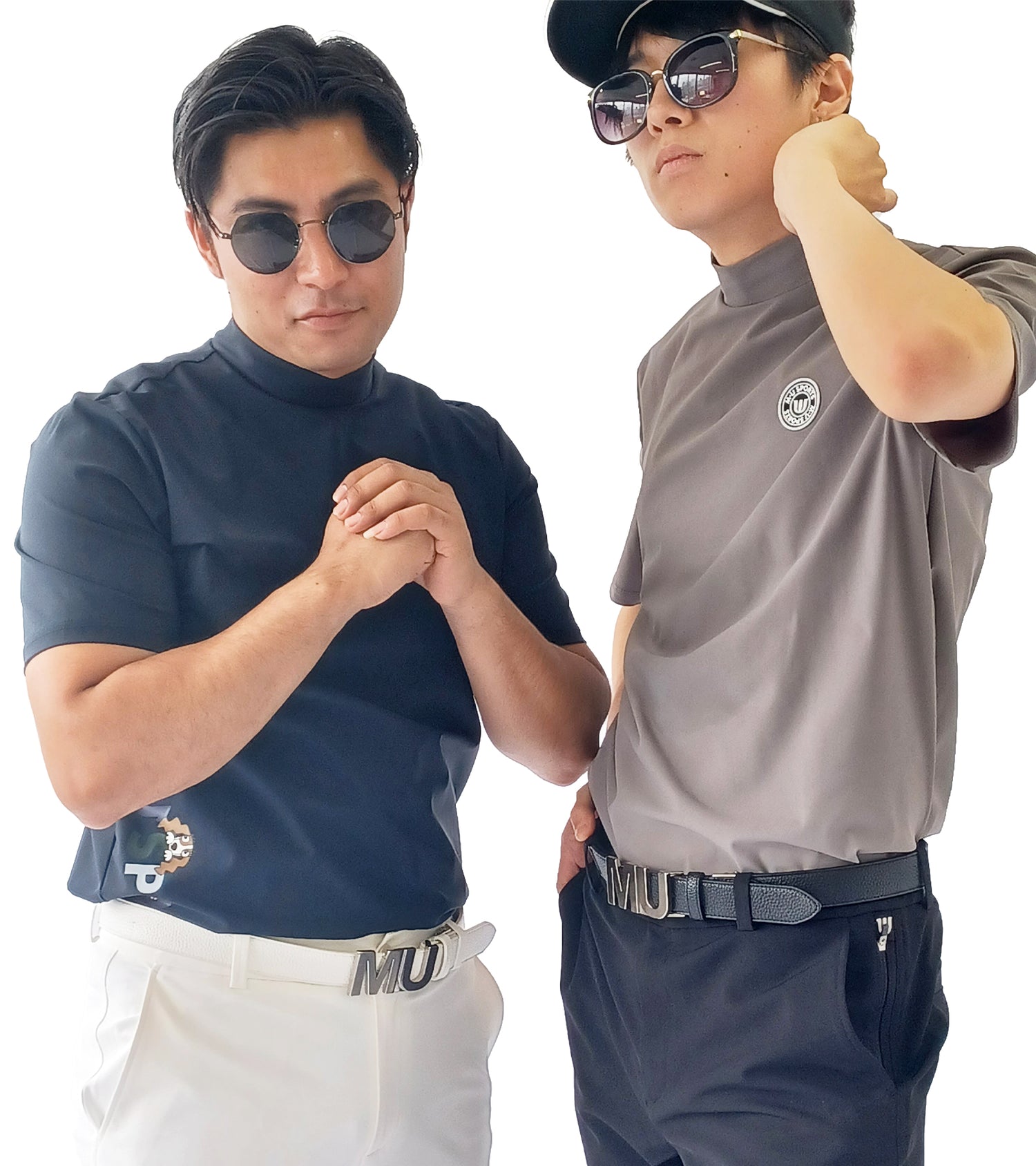 メンズ半袖モックネックプルオーバー