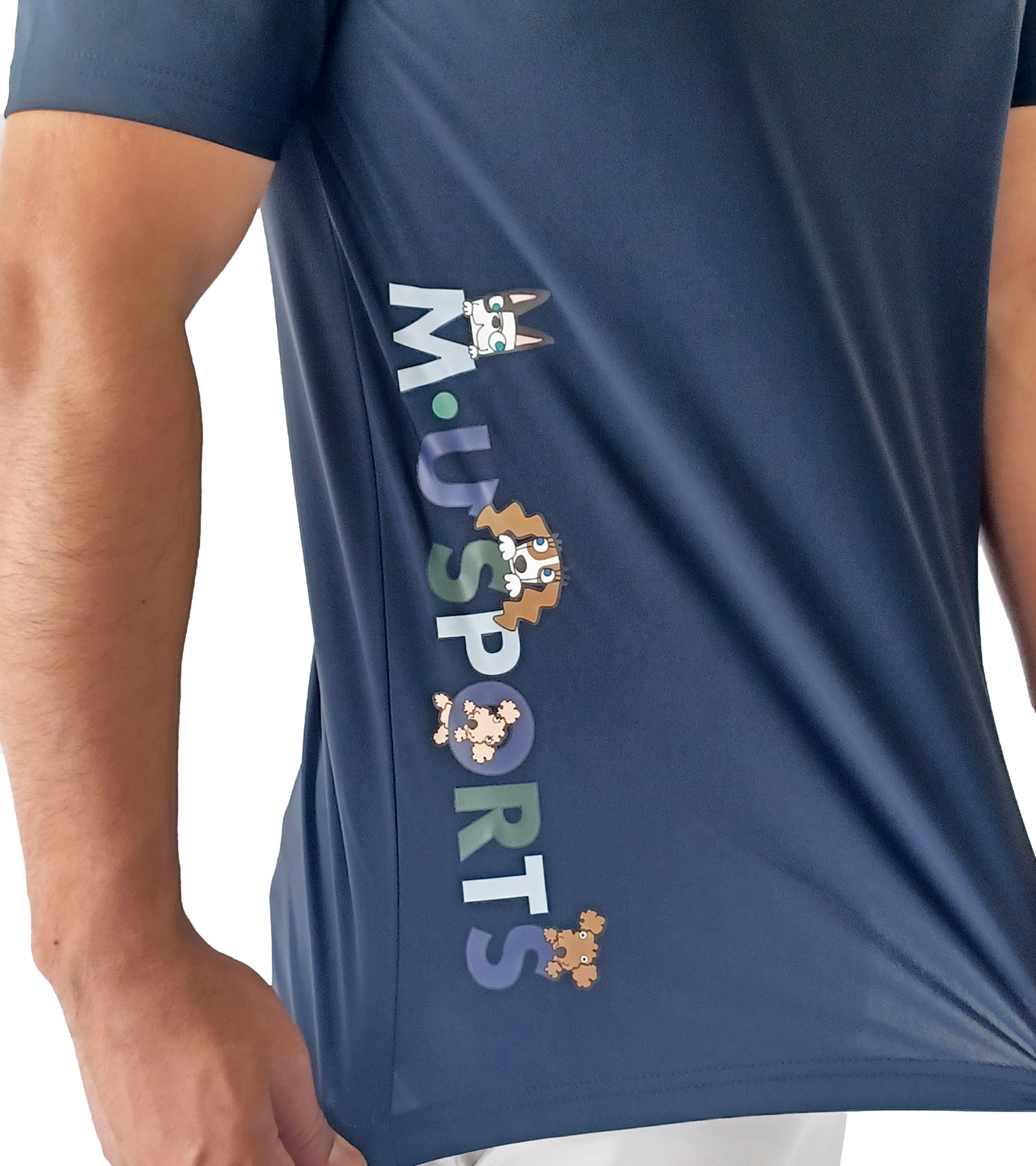 メンズ半袖モックネックプルオーバー