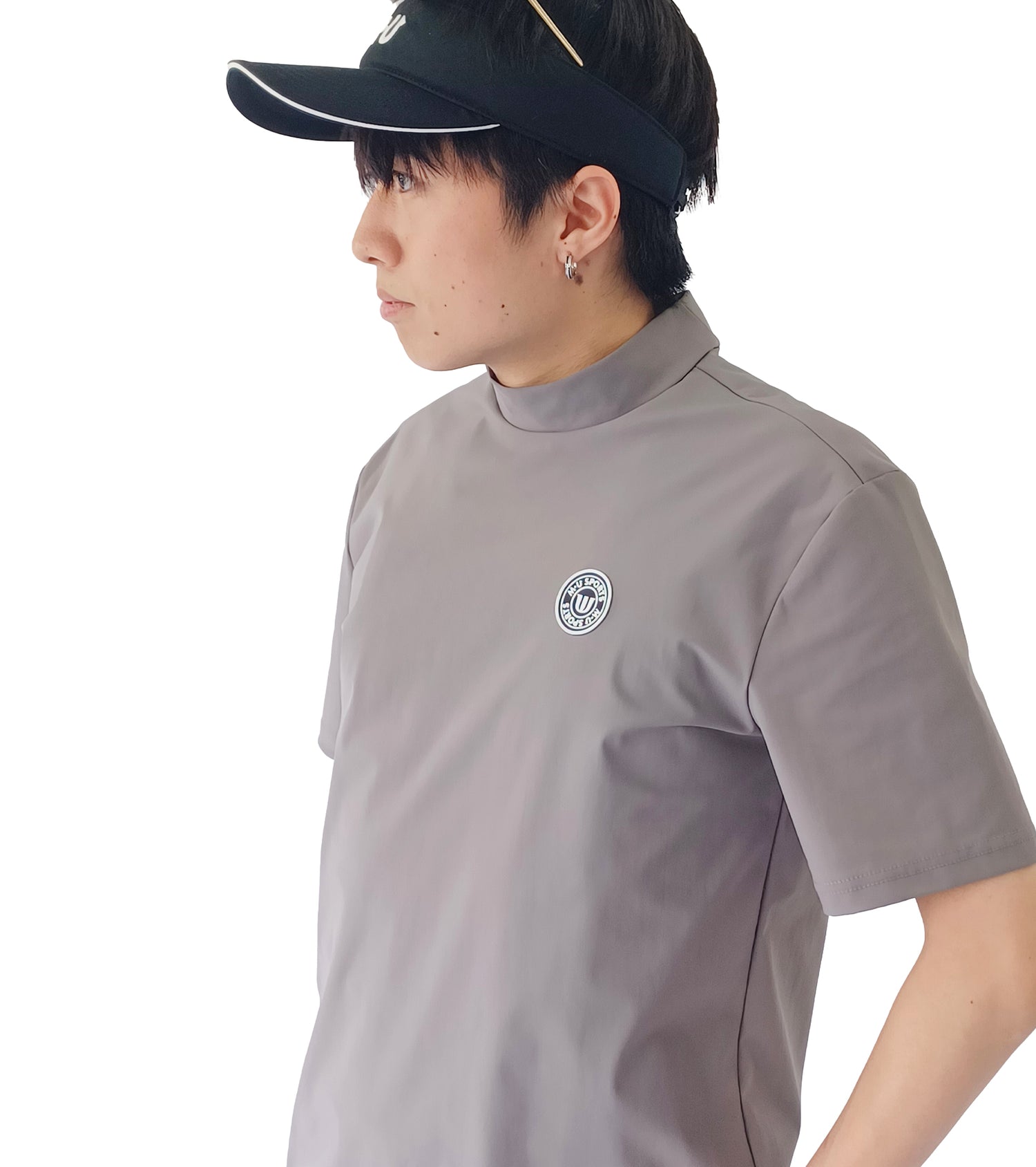 メンズ半袖モックネックプルオーバー