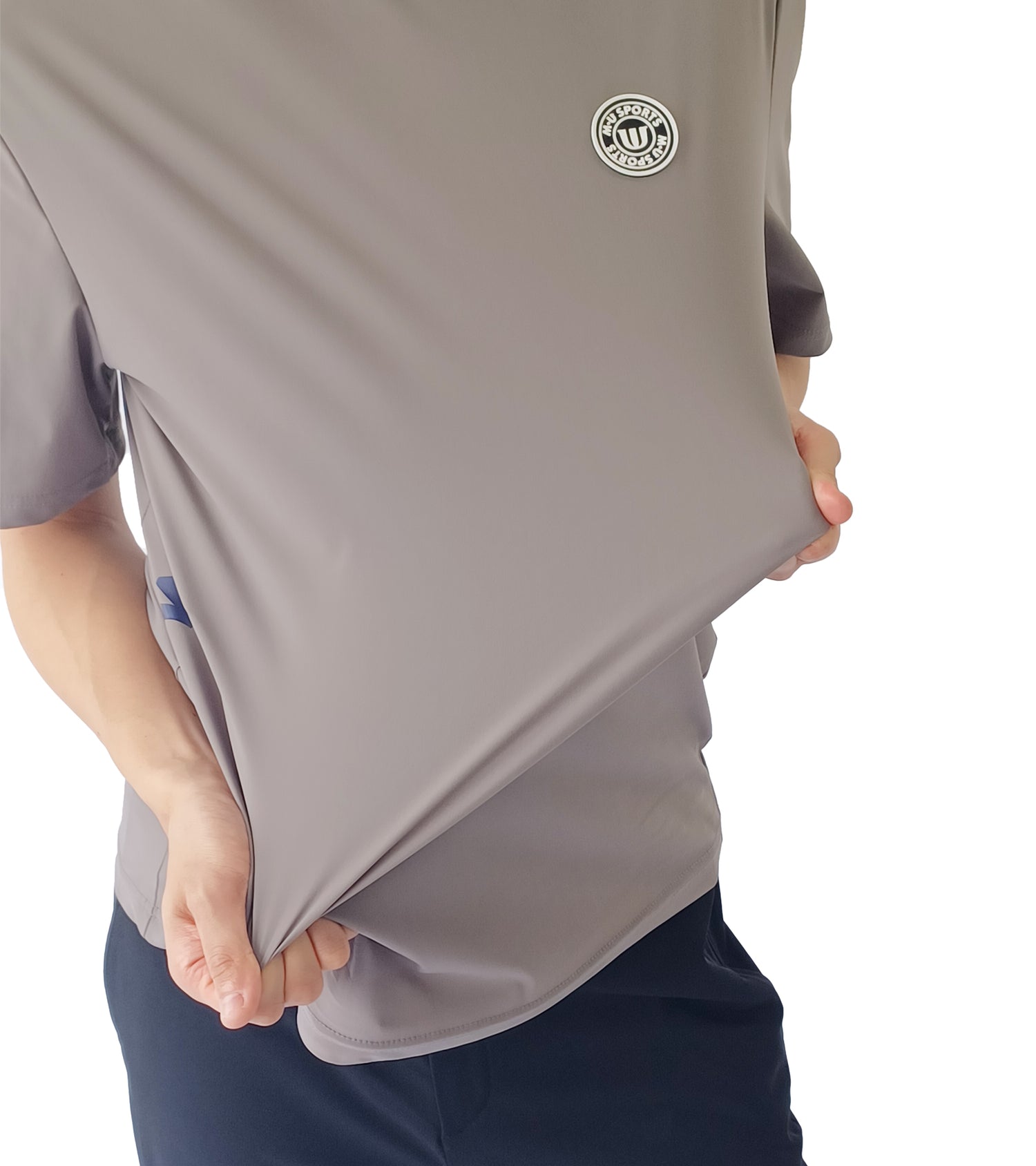 メンズ半袖モックネックプルオーバー