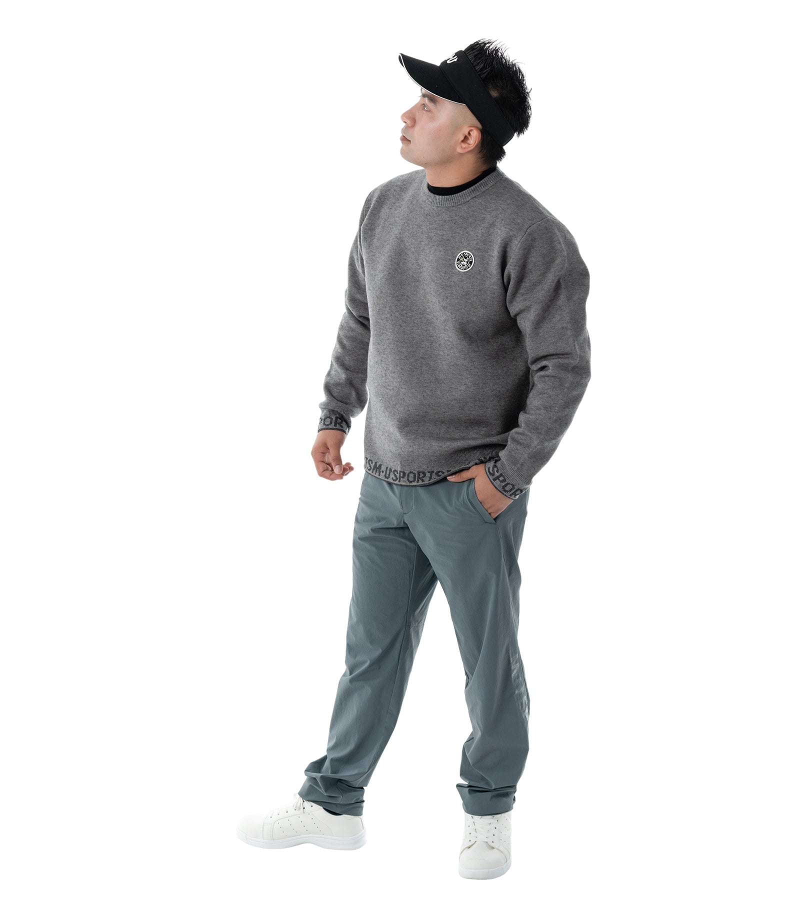 アーモスイングメンズインターシャニット