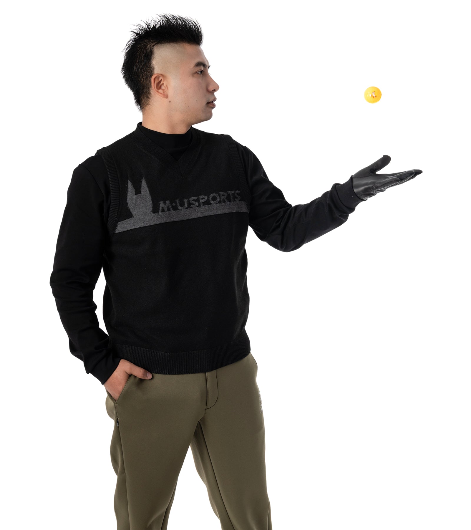 アーモ同色編み柄メンズベスト