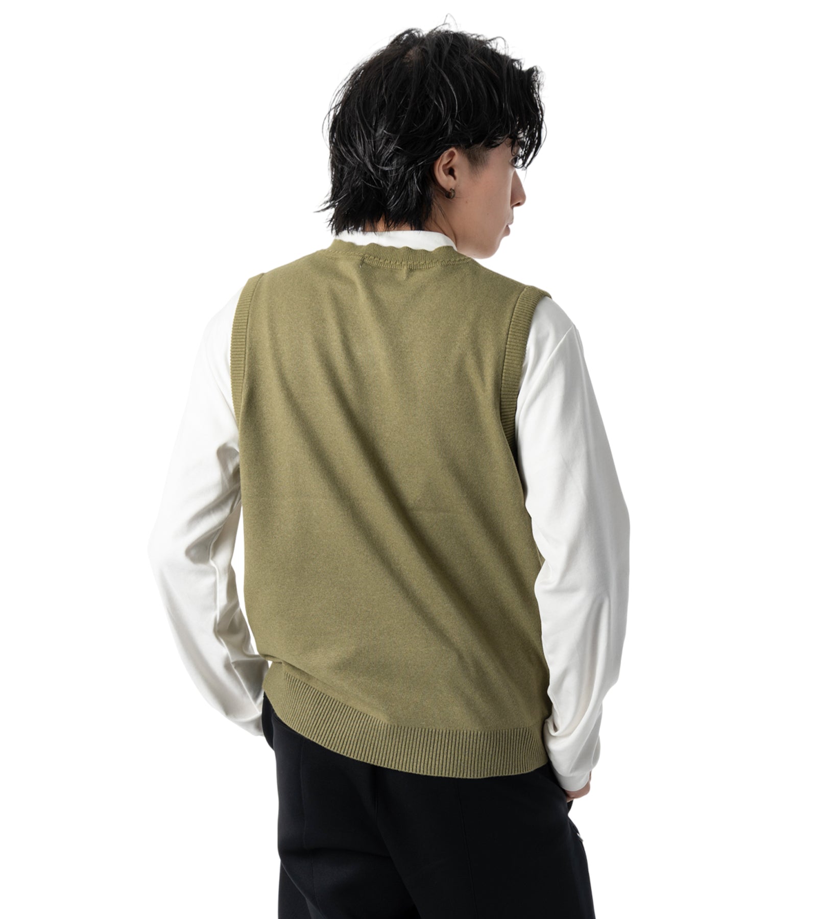 アーモ同色編み柄メンズベスト