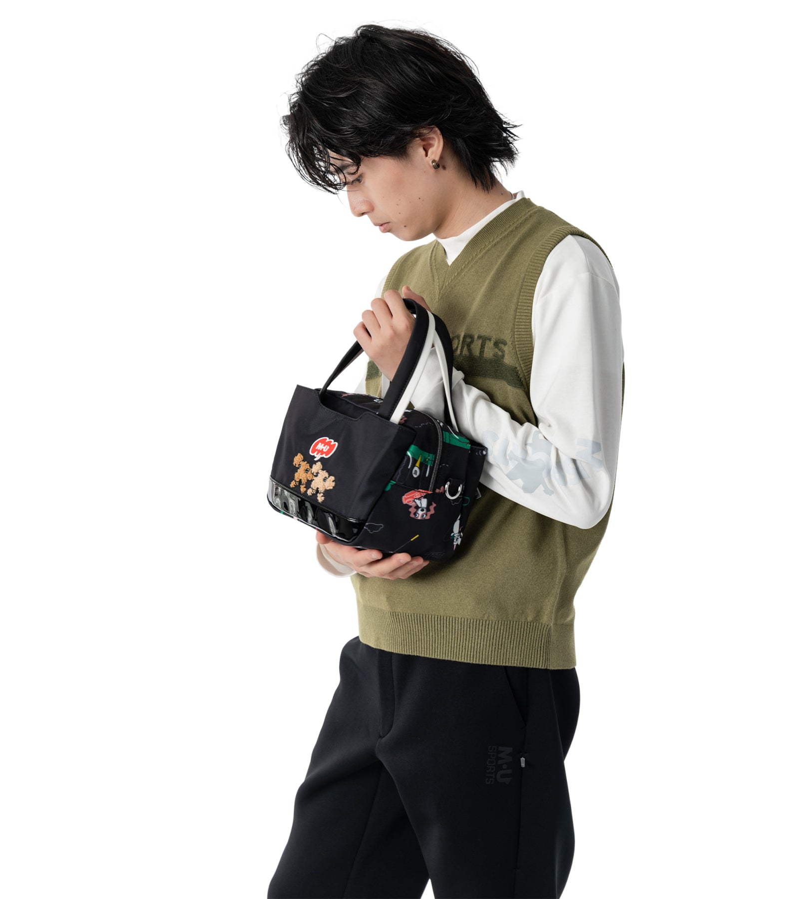 アーモ同色編み柄メンズベスト