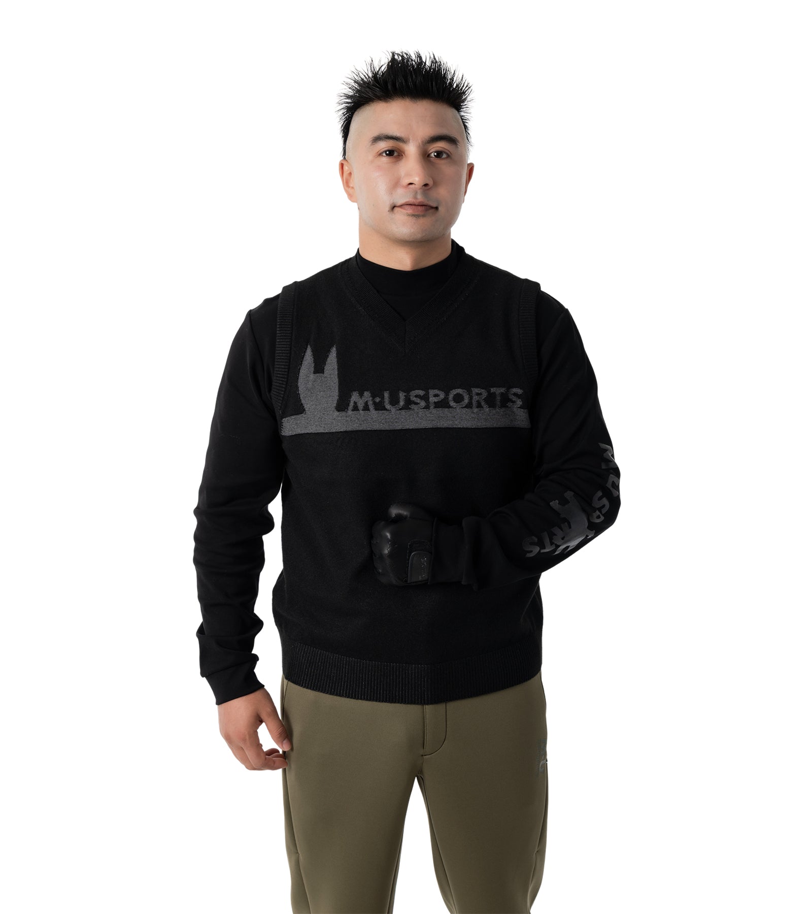 アーモ同色編み柄メンズベスト