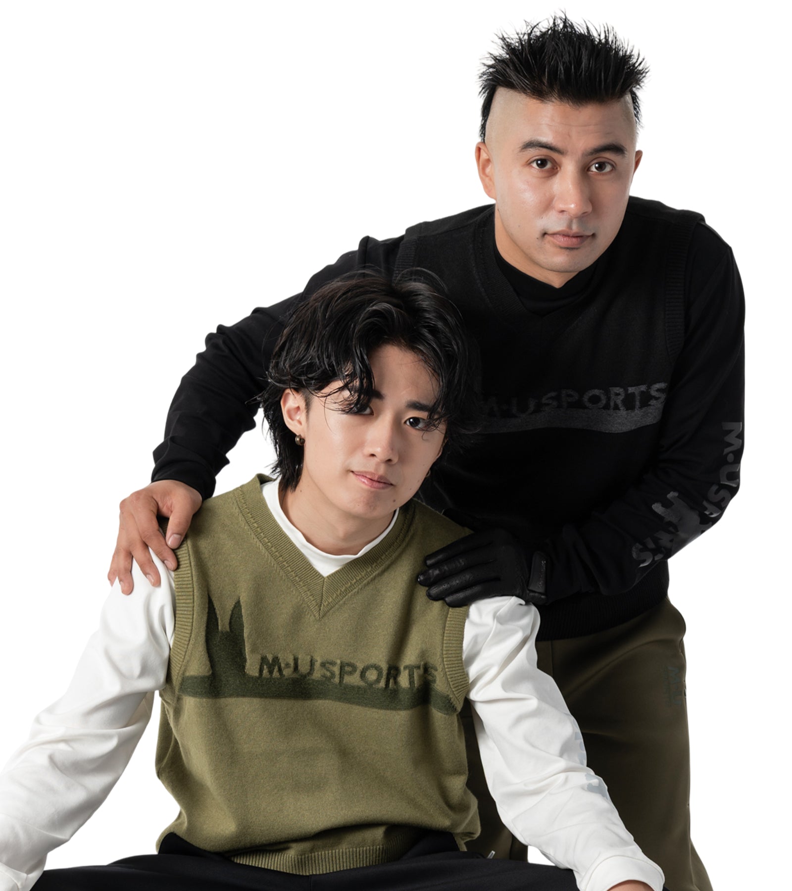 アーモ同色編み柄メンズベスト