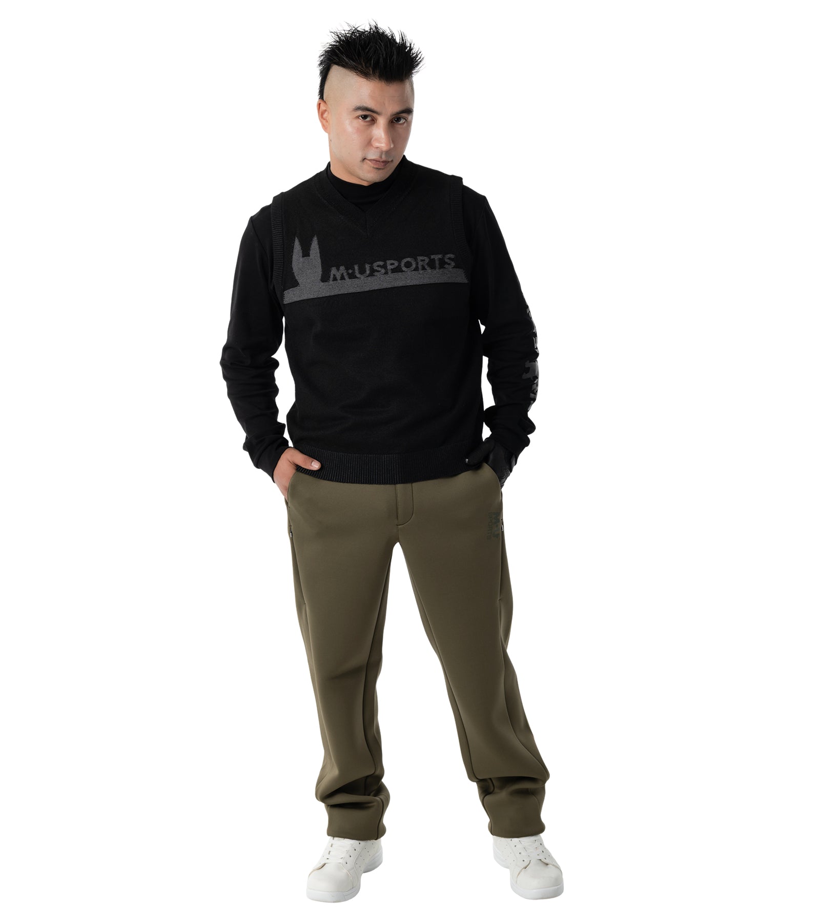 アーモ同色編み柄メンズベスト