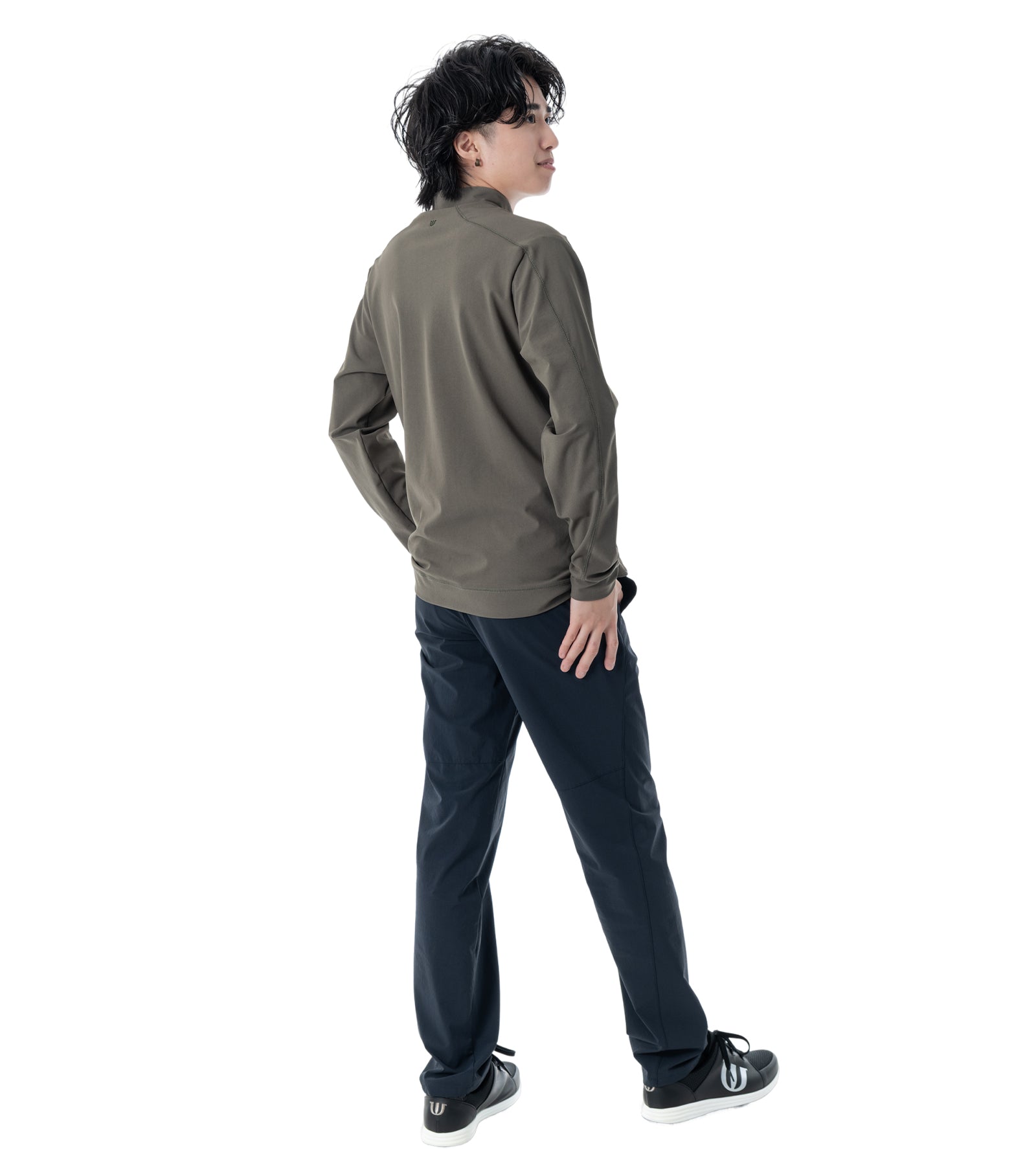 メンズアーモシルエット長袖モックネック