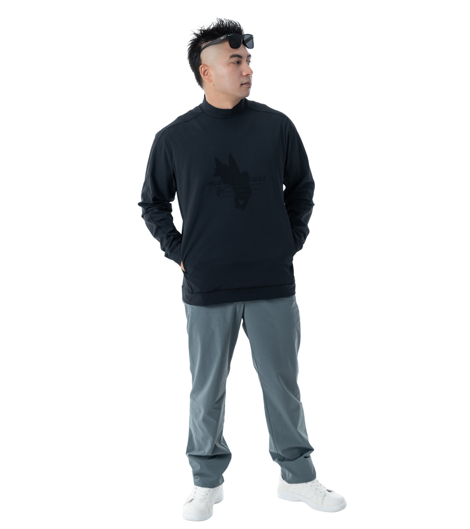 メンズアーモシルエット長袖モックネック