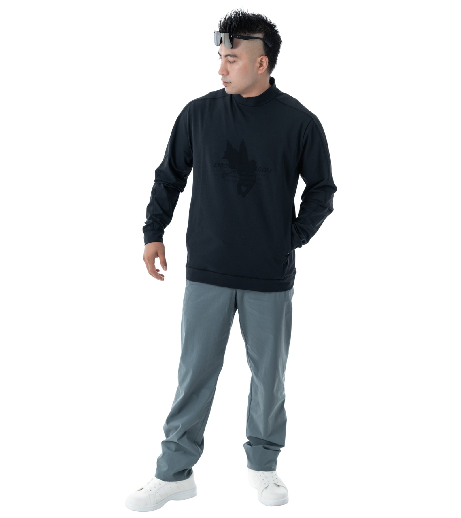 メンズアーモシルエット長袖モックネック