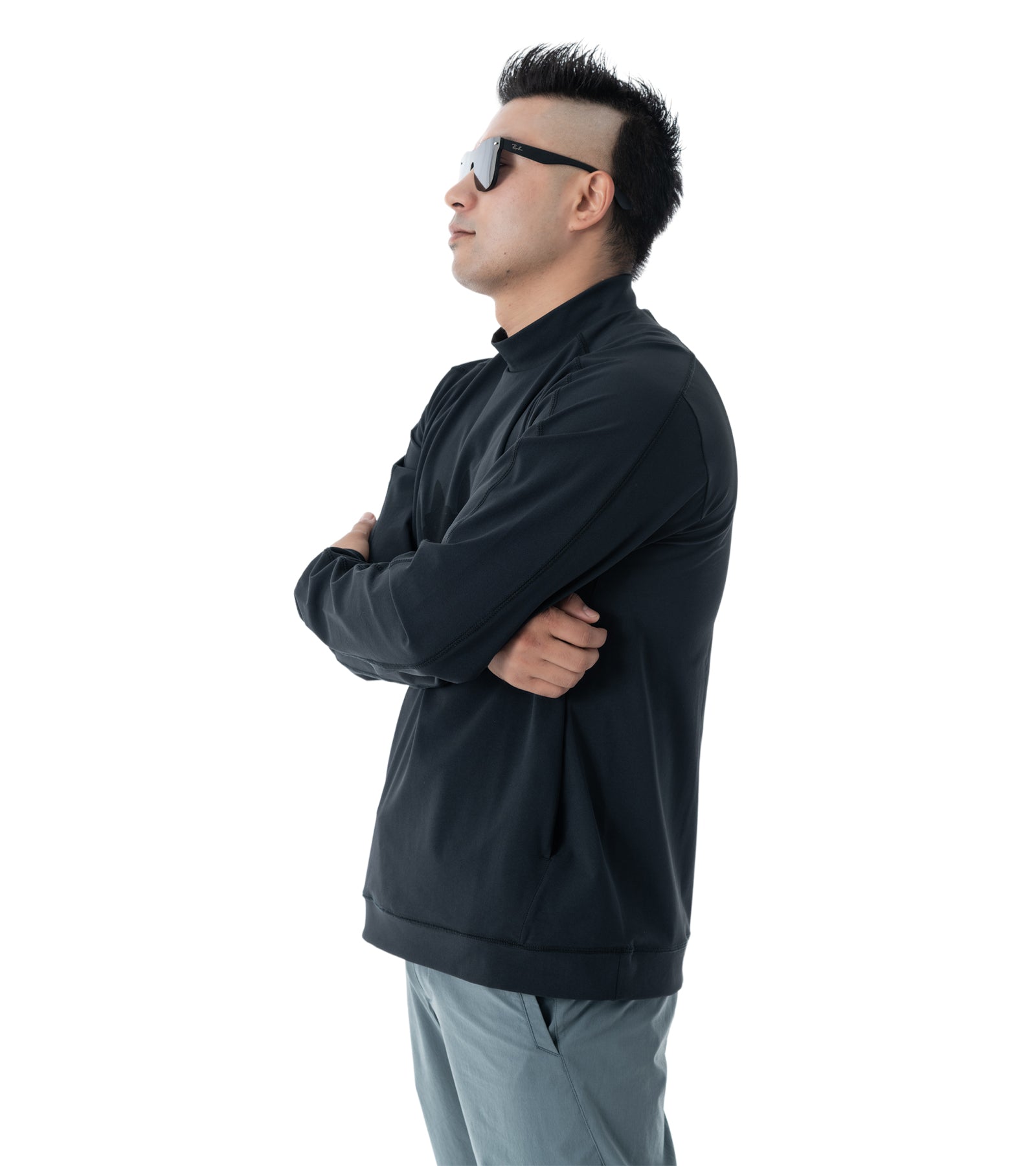 メンズアーモシルエット長袖モックネック