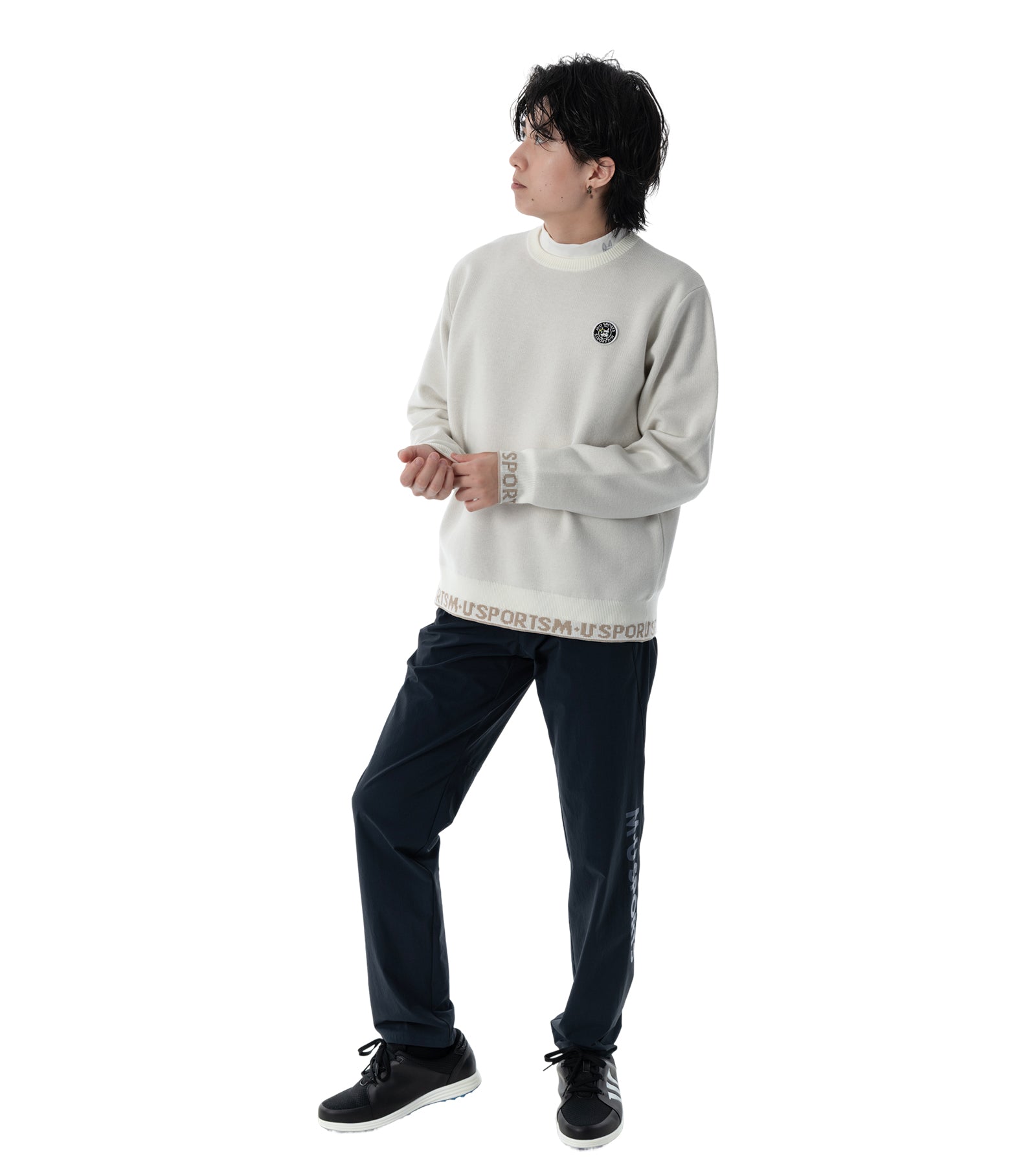 メンズスリム切替パンツ