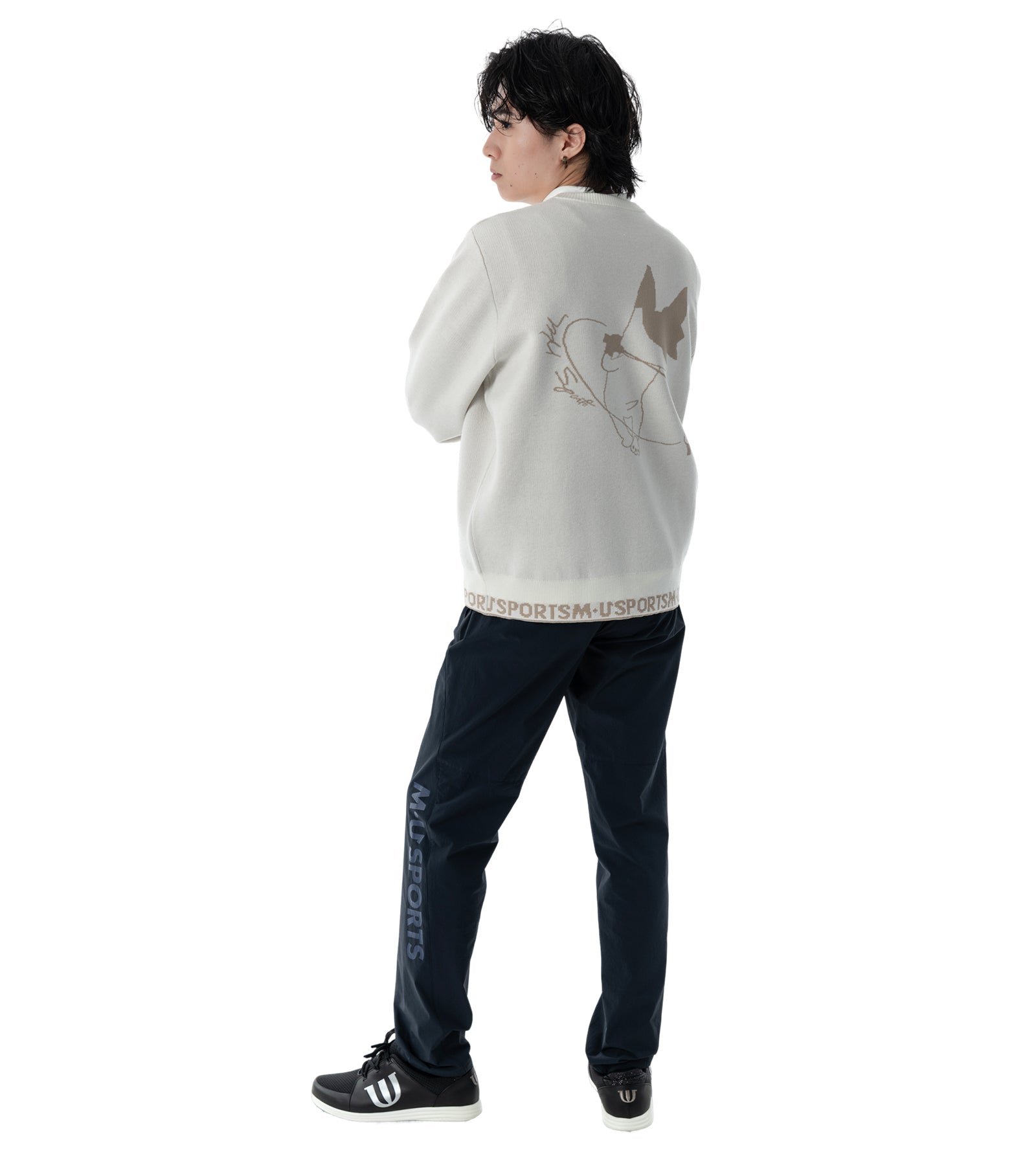 メンズスリム切替パンツ