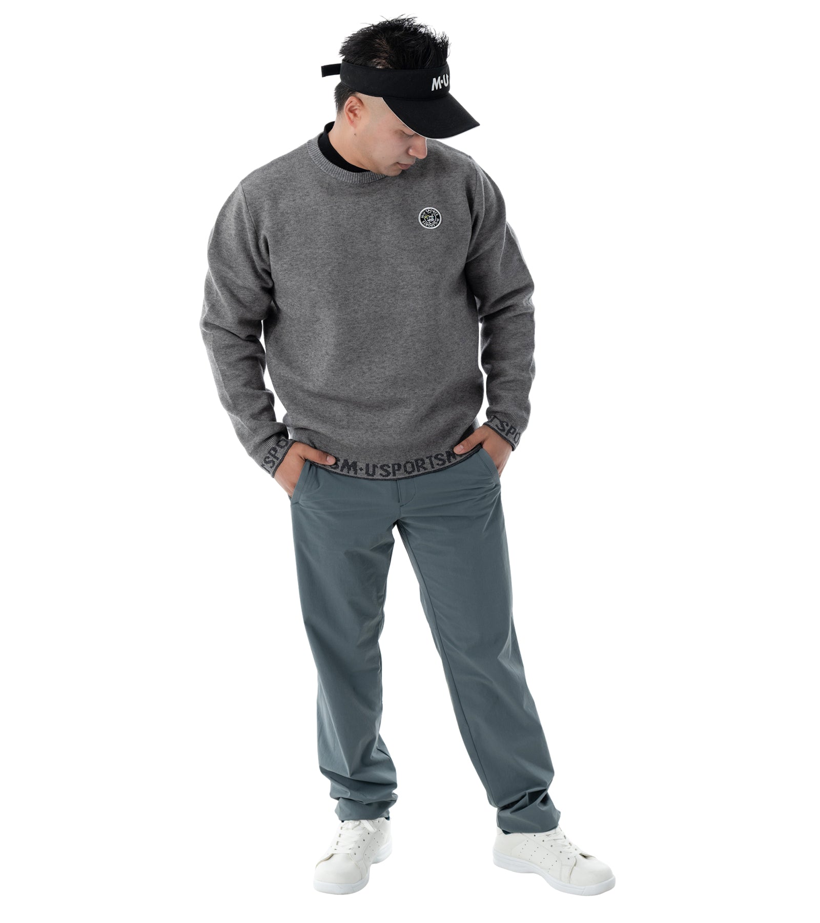 メンズスリム切替パンツ