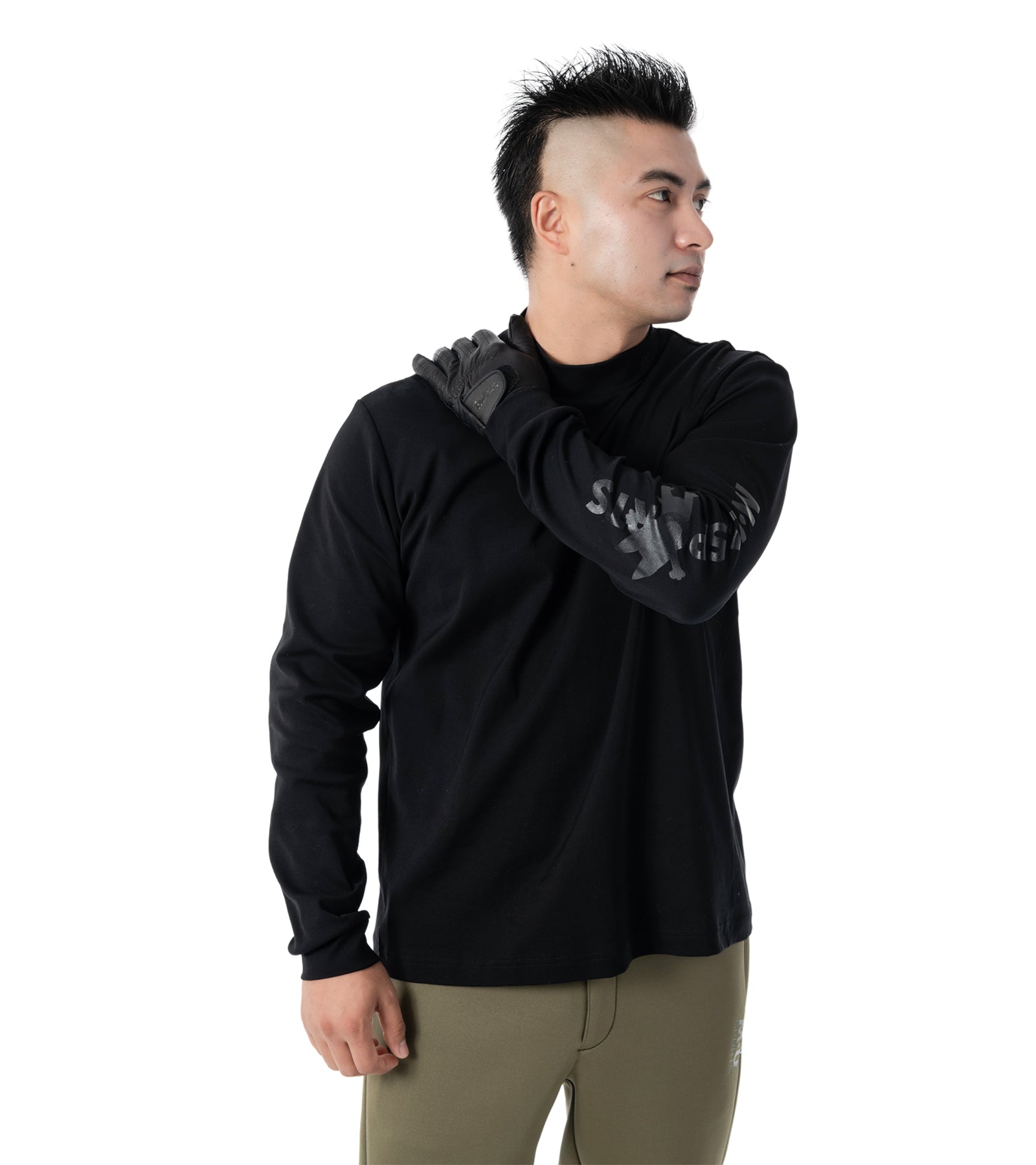 メンズ長袖モックネック