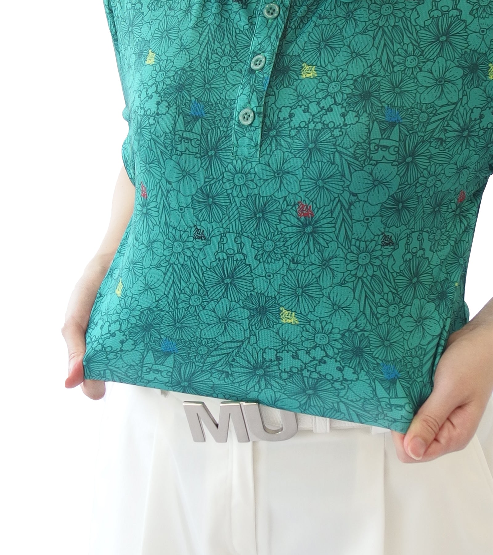 半袖ボタニカル柄シャツ