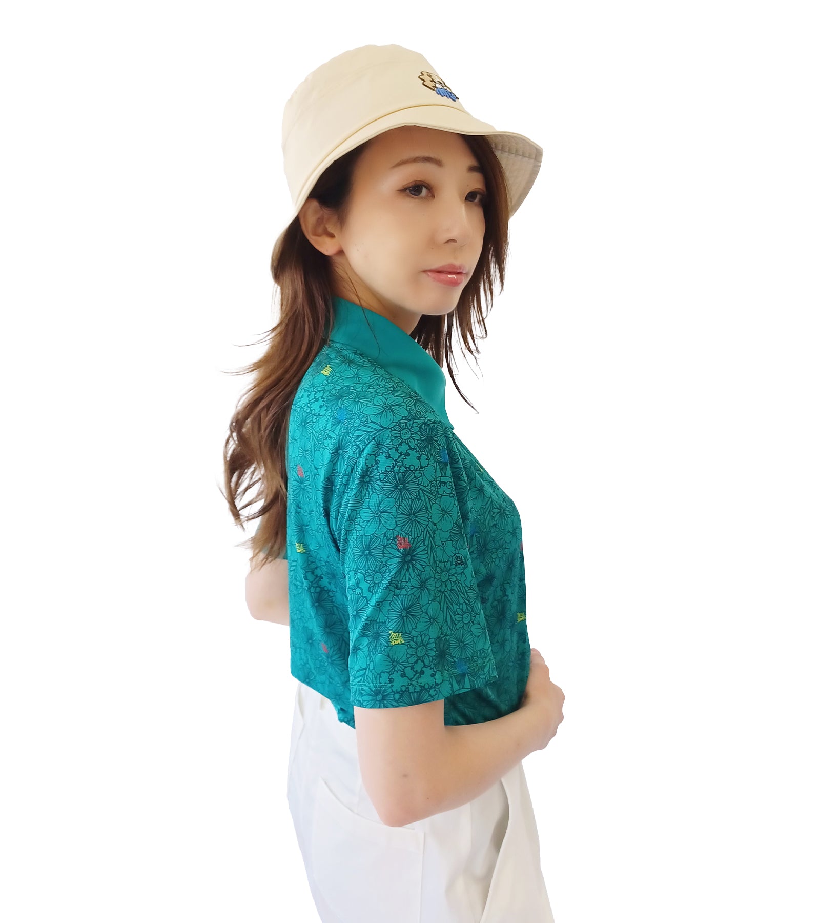 半袖ボタニカル柄シャツ