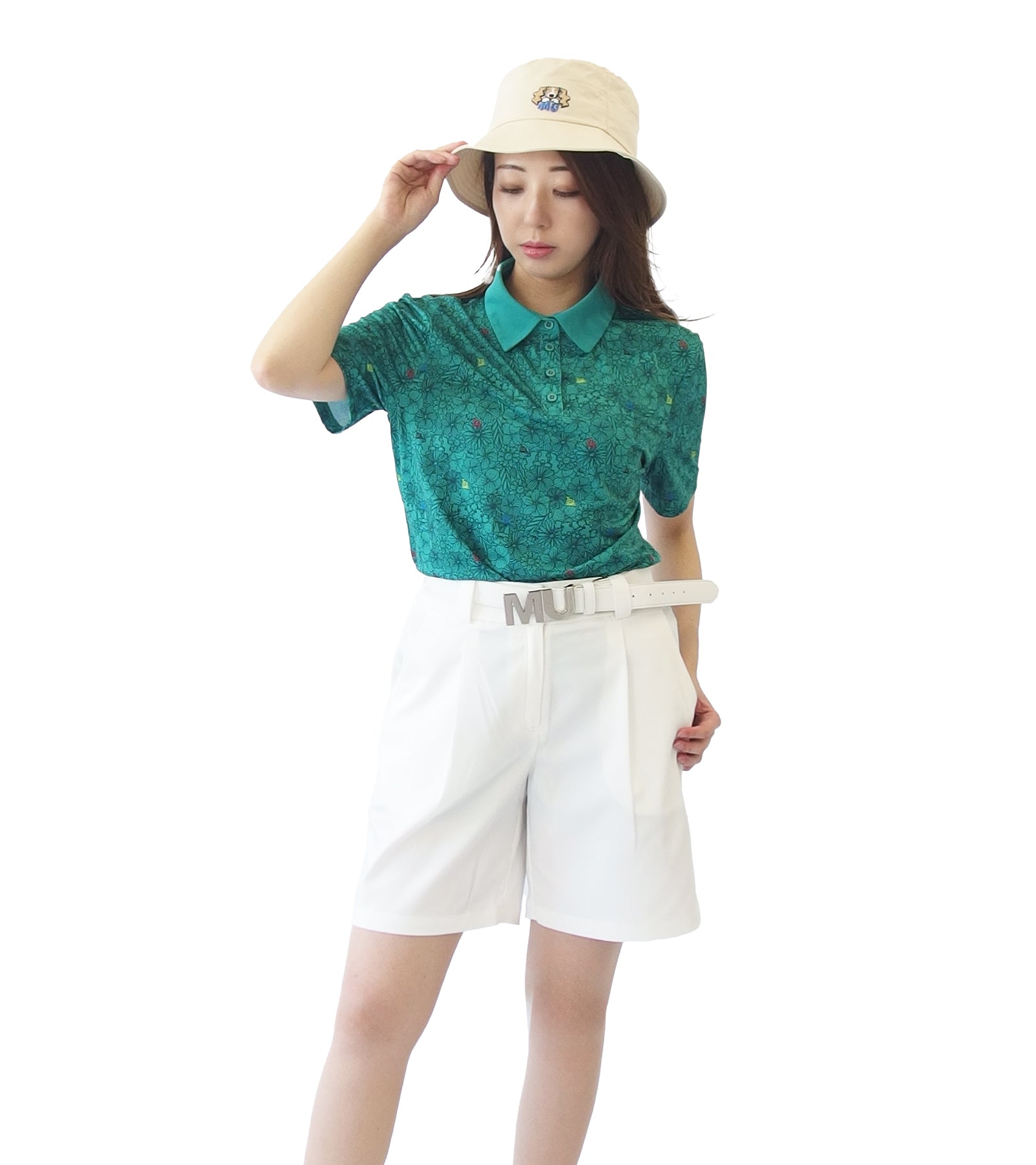 半袖ボタニカル柄シャツ