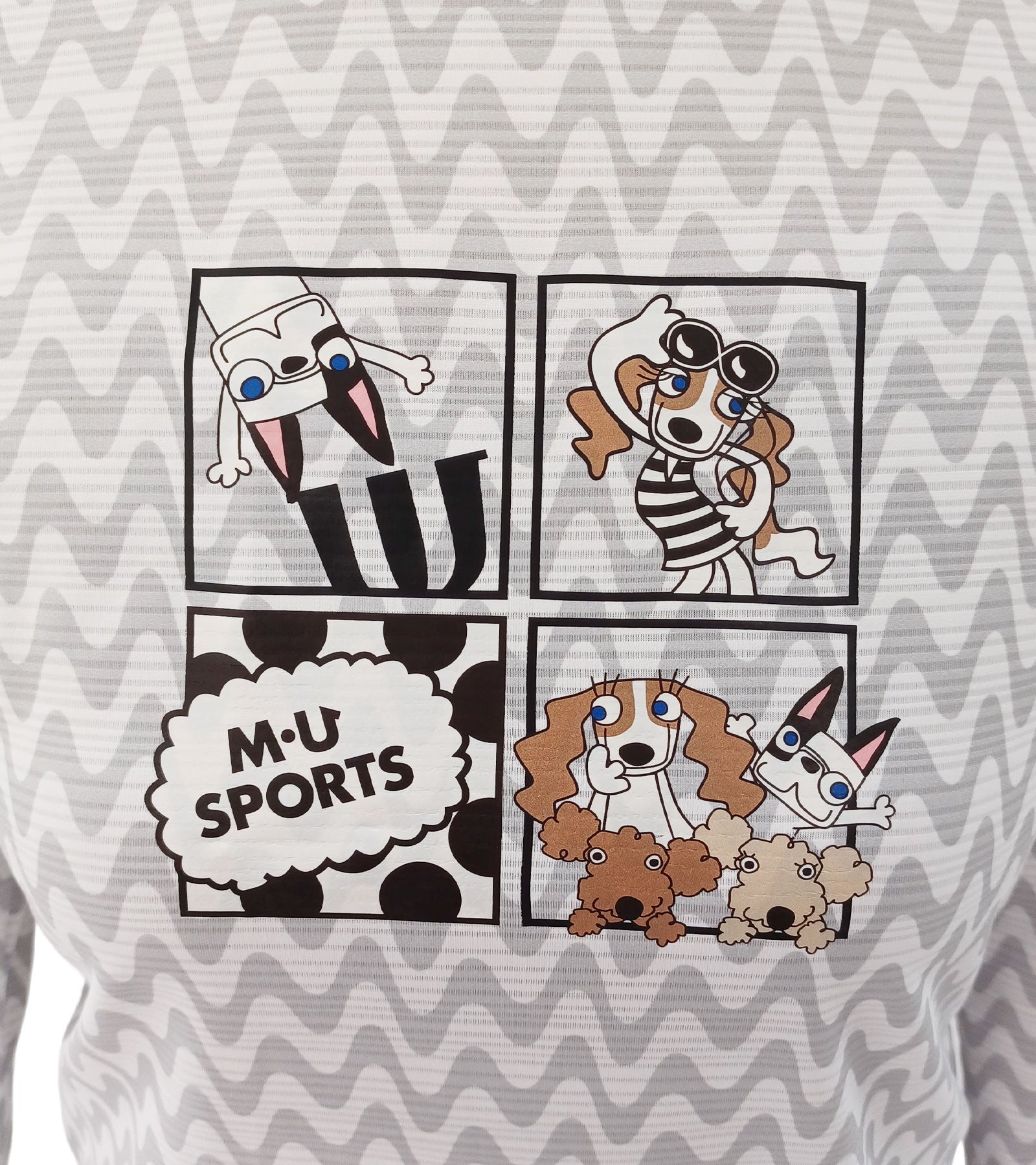 長袖モックネックアメコミ風レイヤーTシャツ