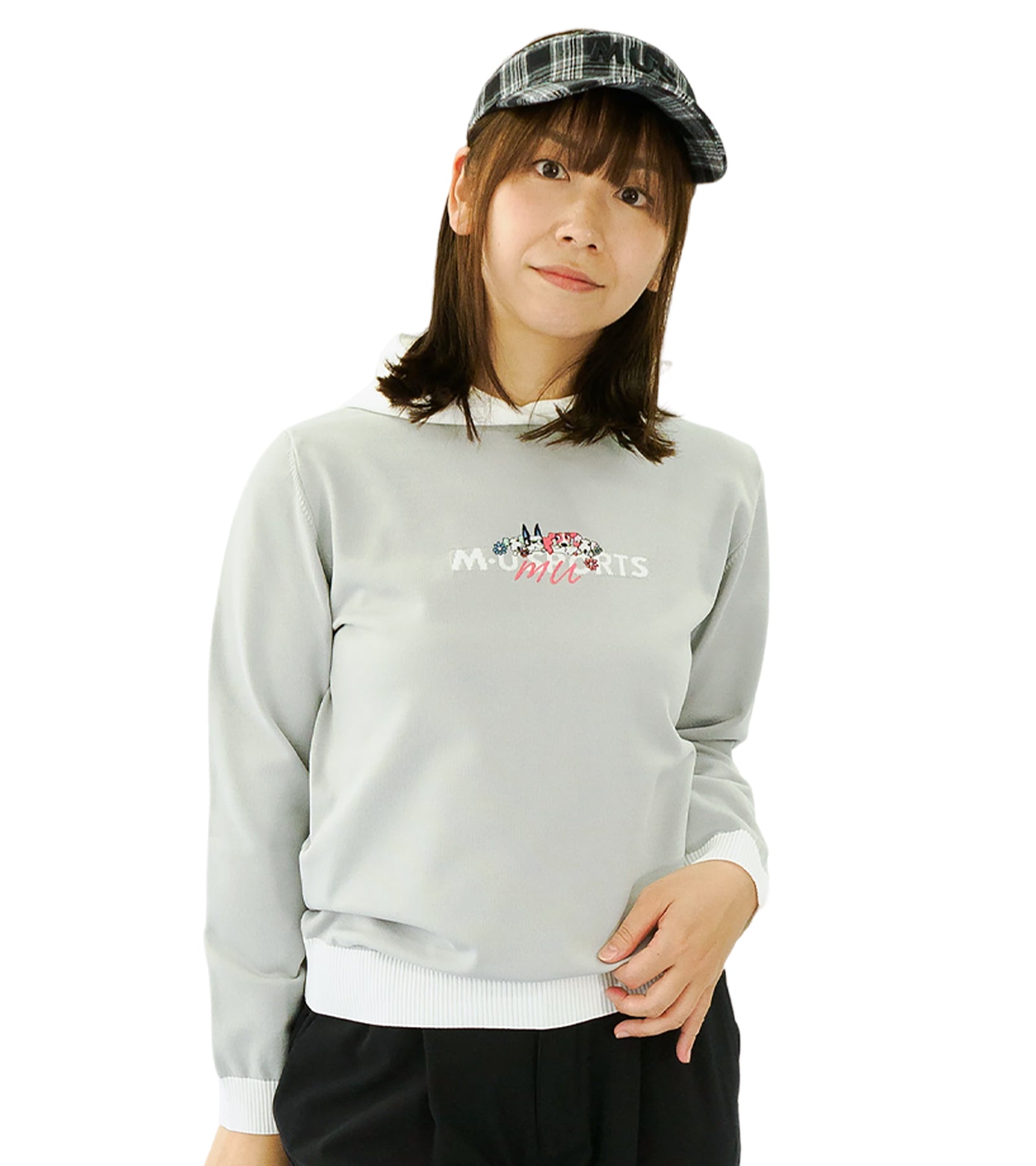 刺繍モチーフニットフーディー