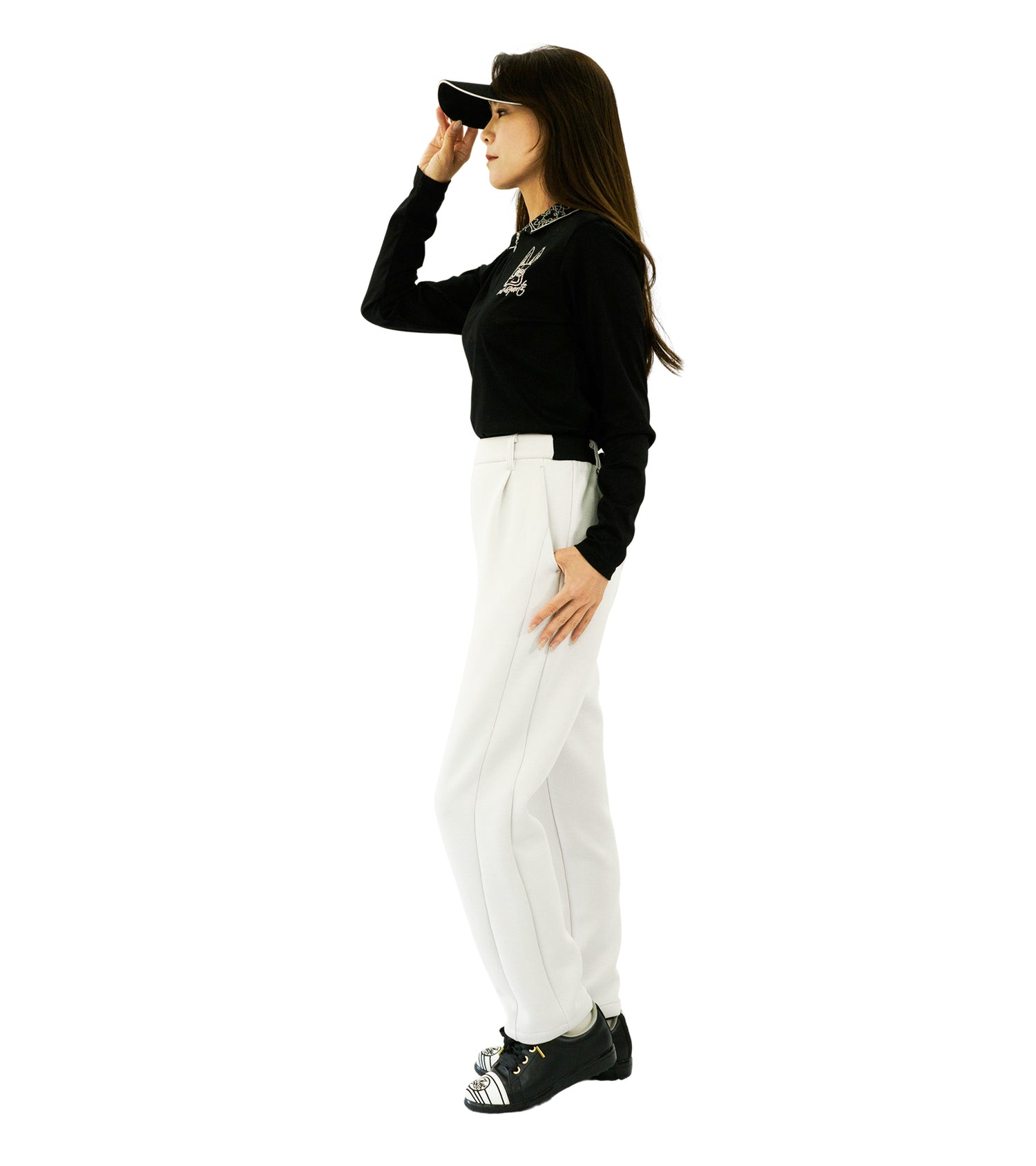 ジャガード衿ジップアップシャツ