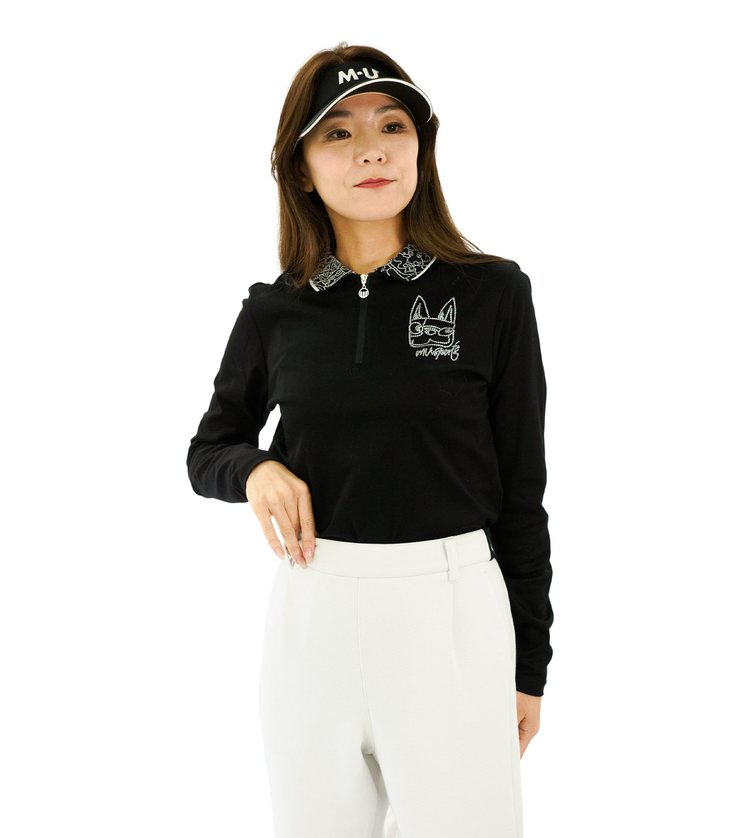 ジャガード衿ジップアップシャツ