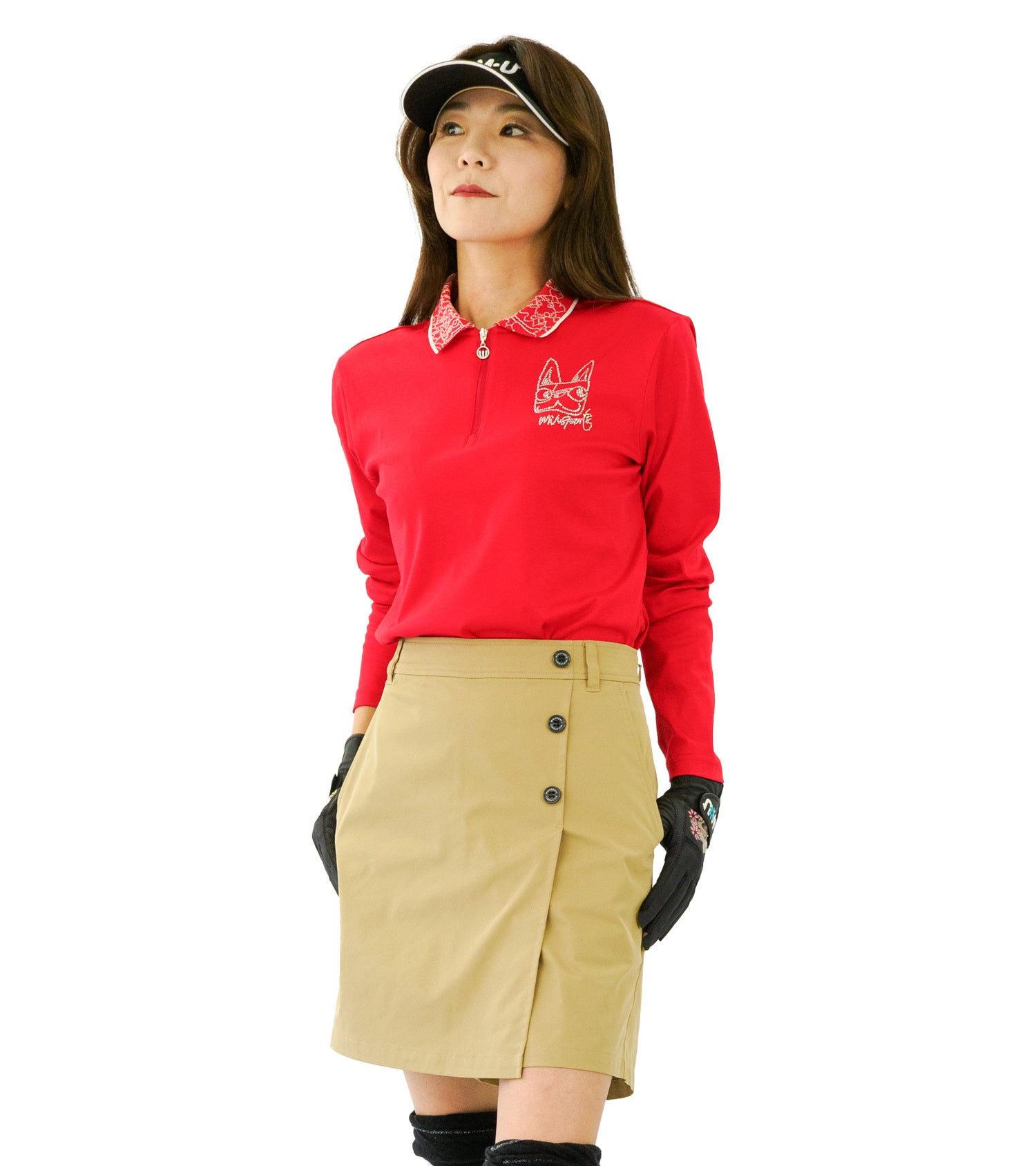 ジャガード衿ジップアップシャツ