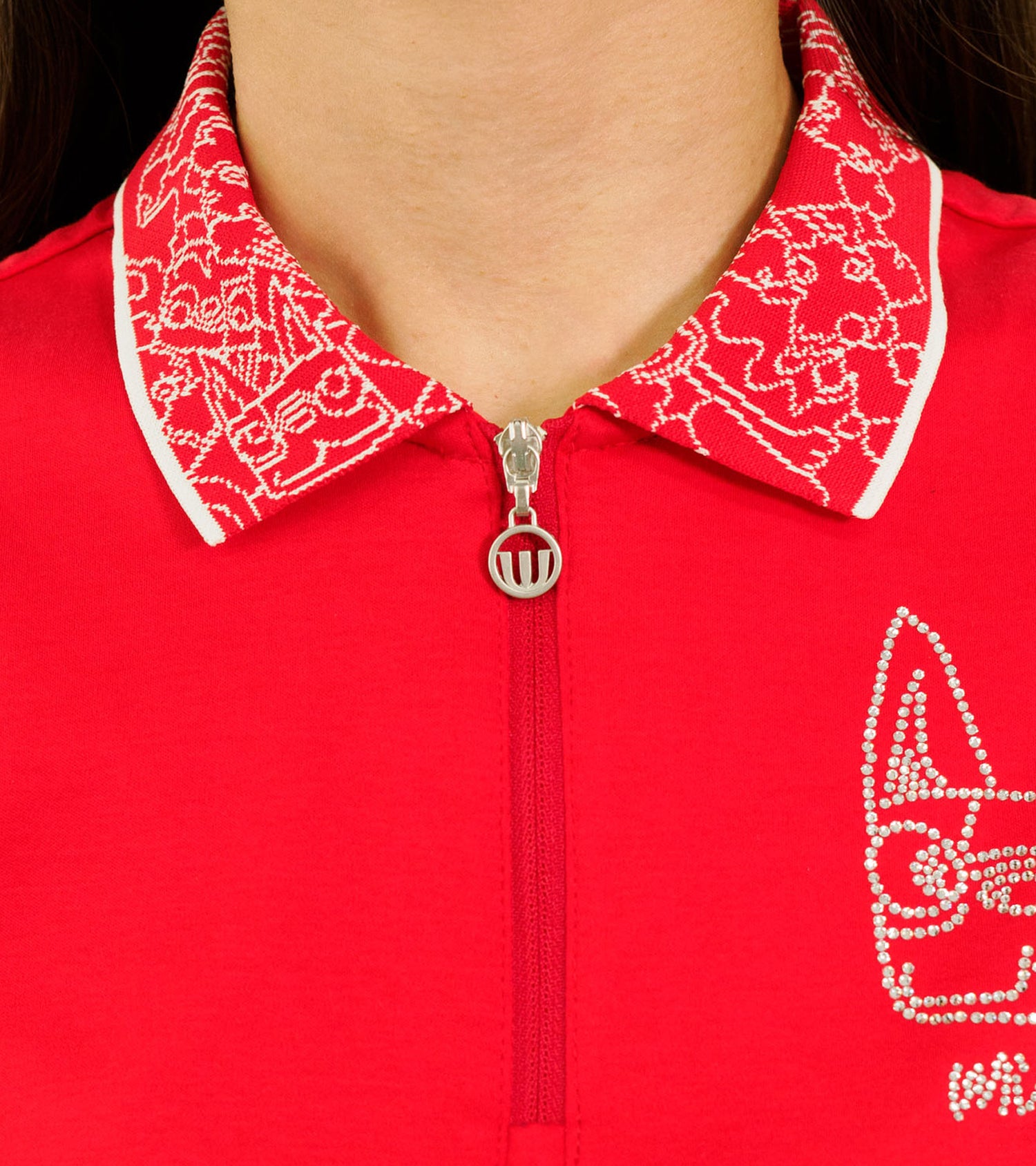 ジャガード衿ジップアップシャツ