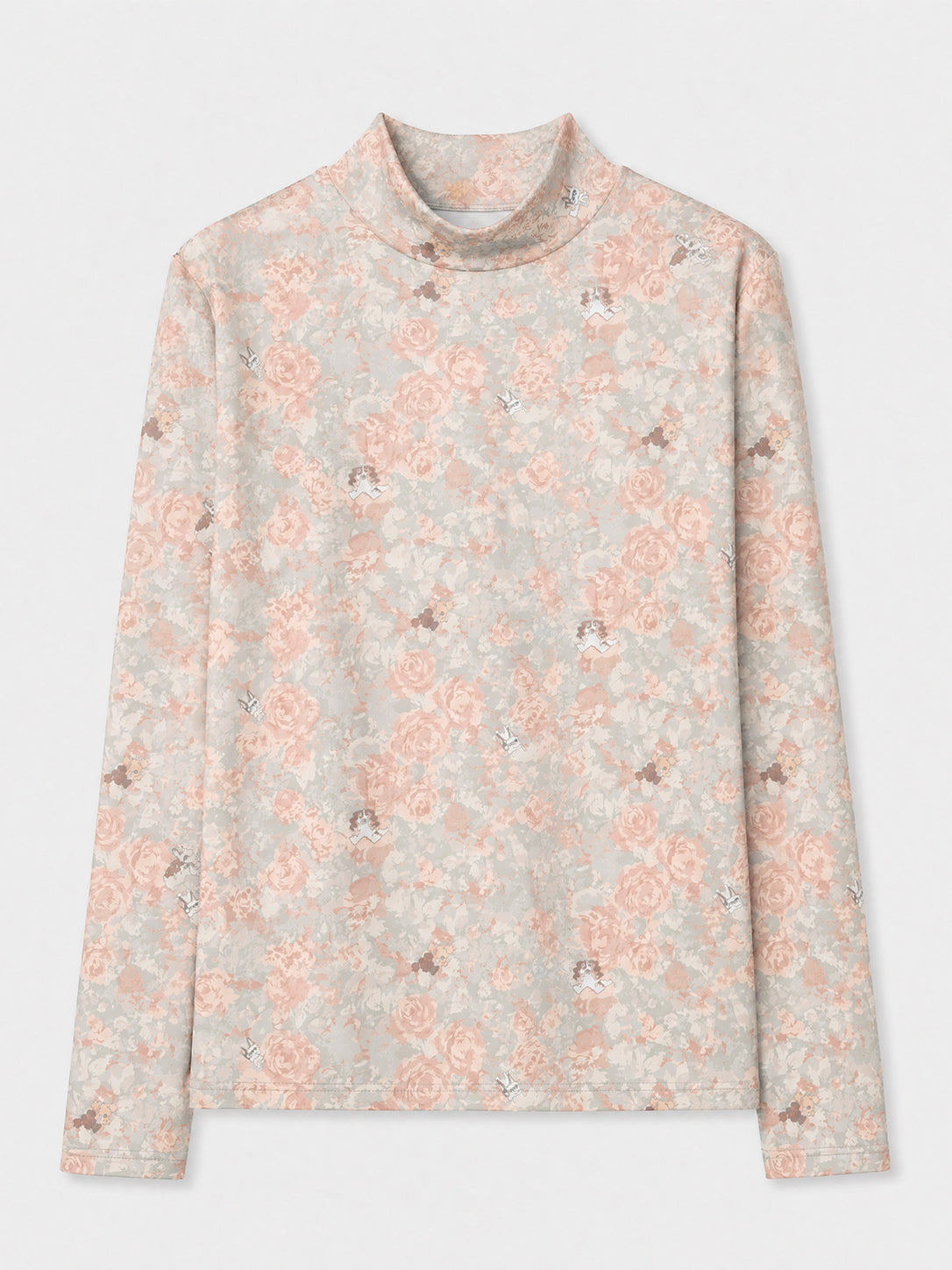 花柄モックネックTシャツ
