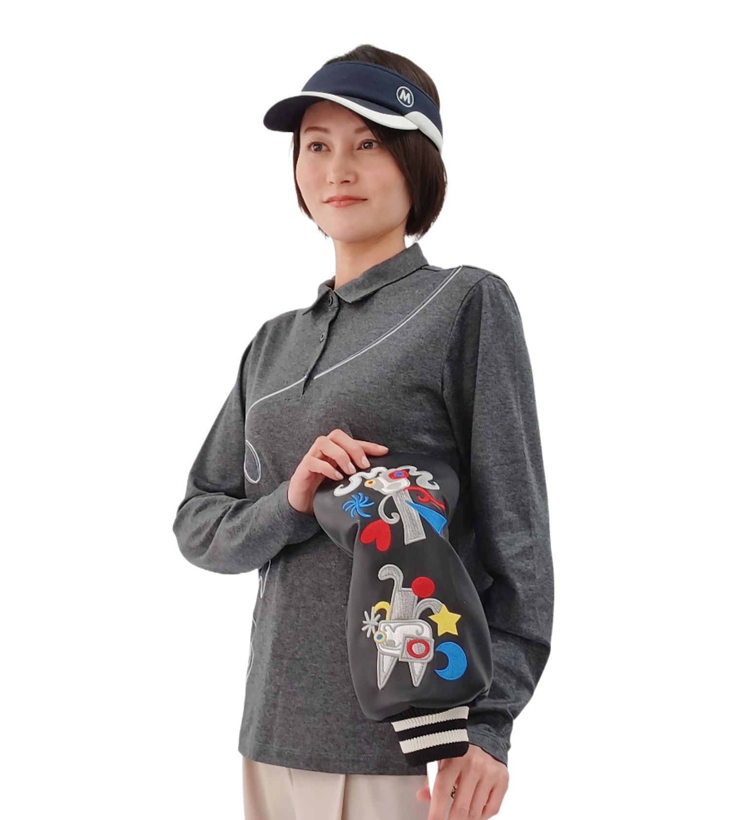ポップアートカラフルパッチワーク刺繍ヘッドカバー