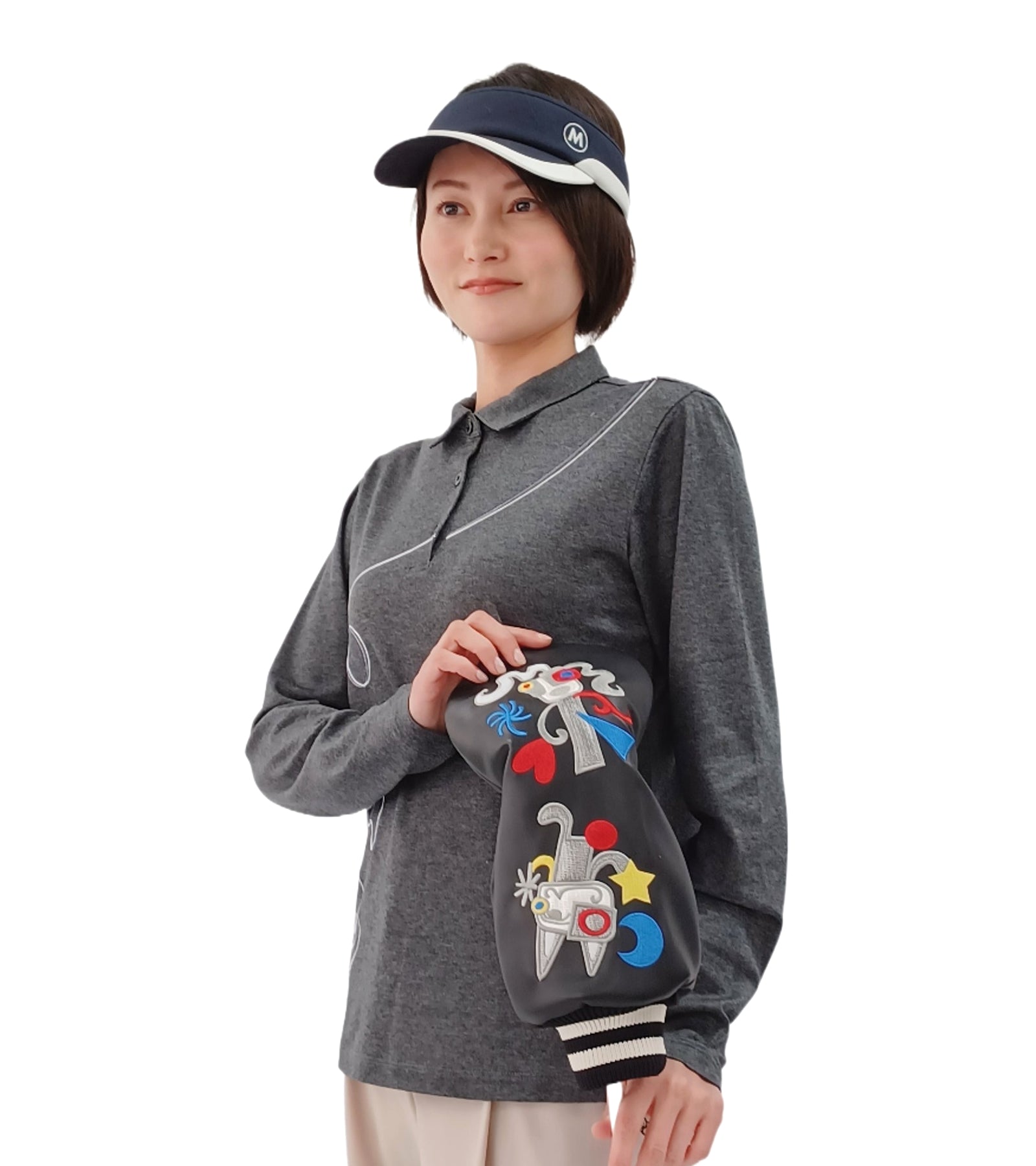 ポップアートカラフルパッチワーク刺繍ヘッドカバー