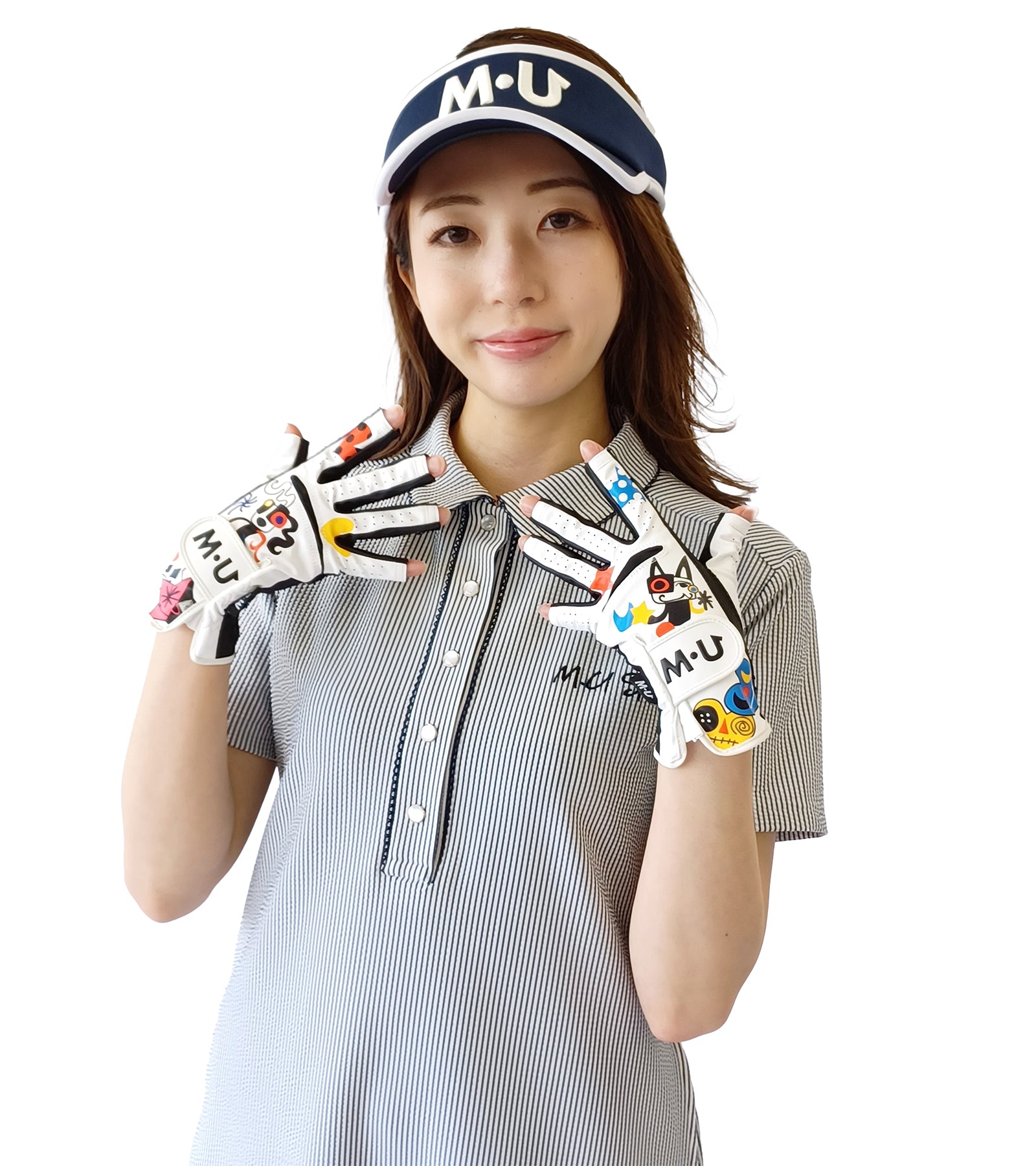 レディース用ポップアート柄指先なし両手グローブ