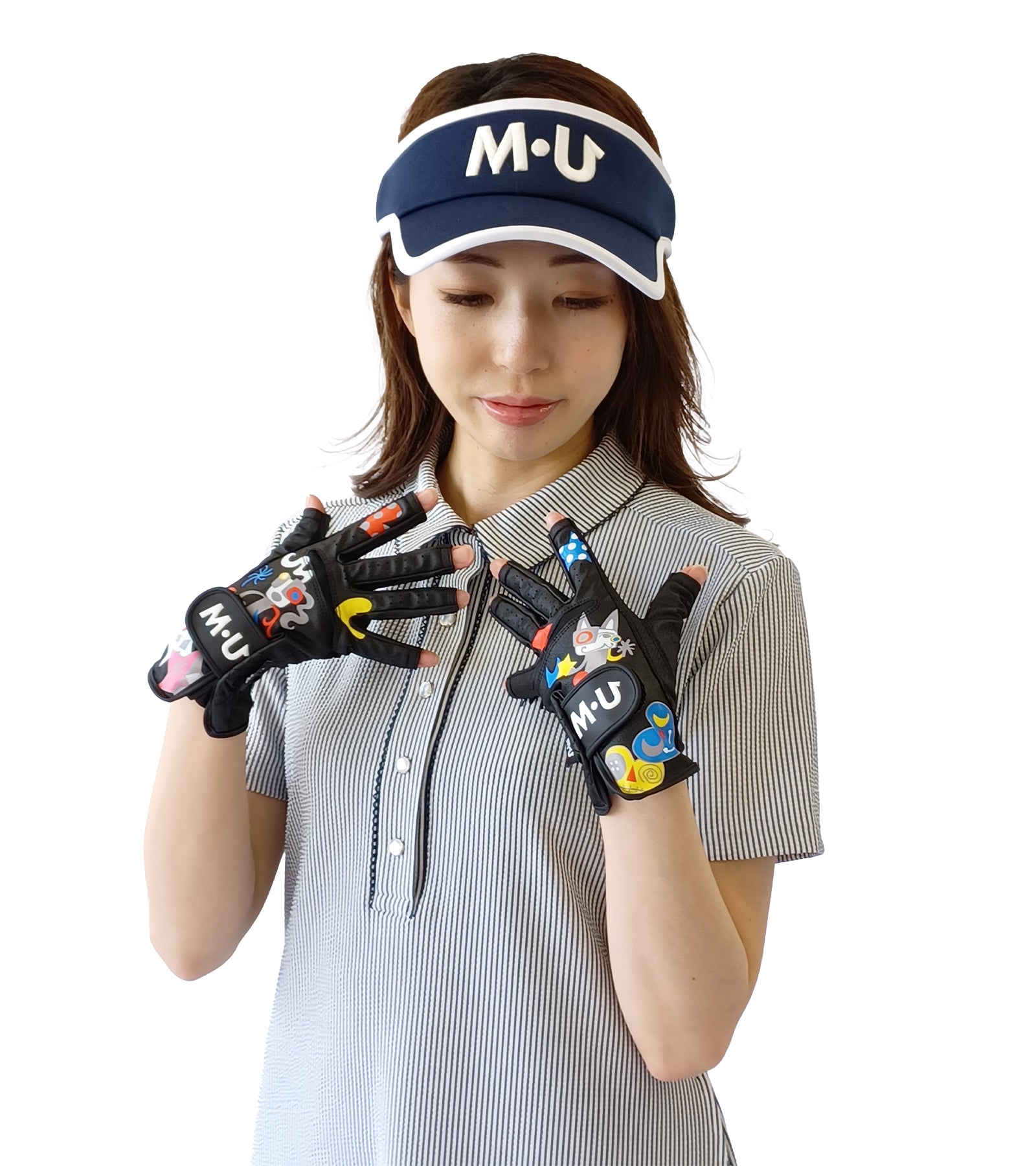 レディース用ポップアート柄指先なし両手グローブ