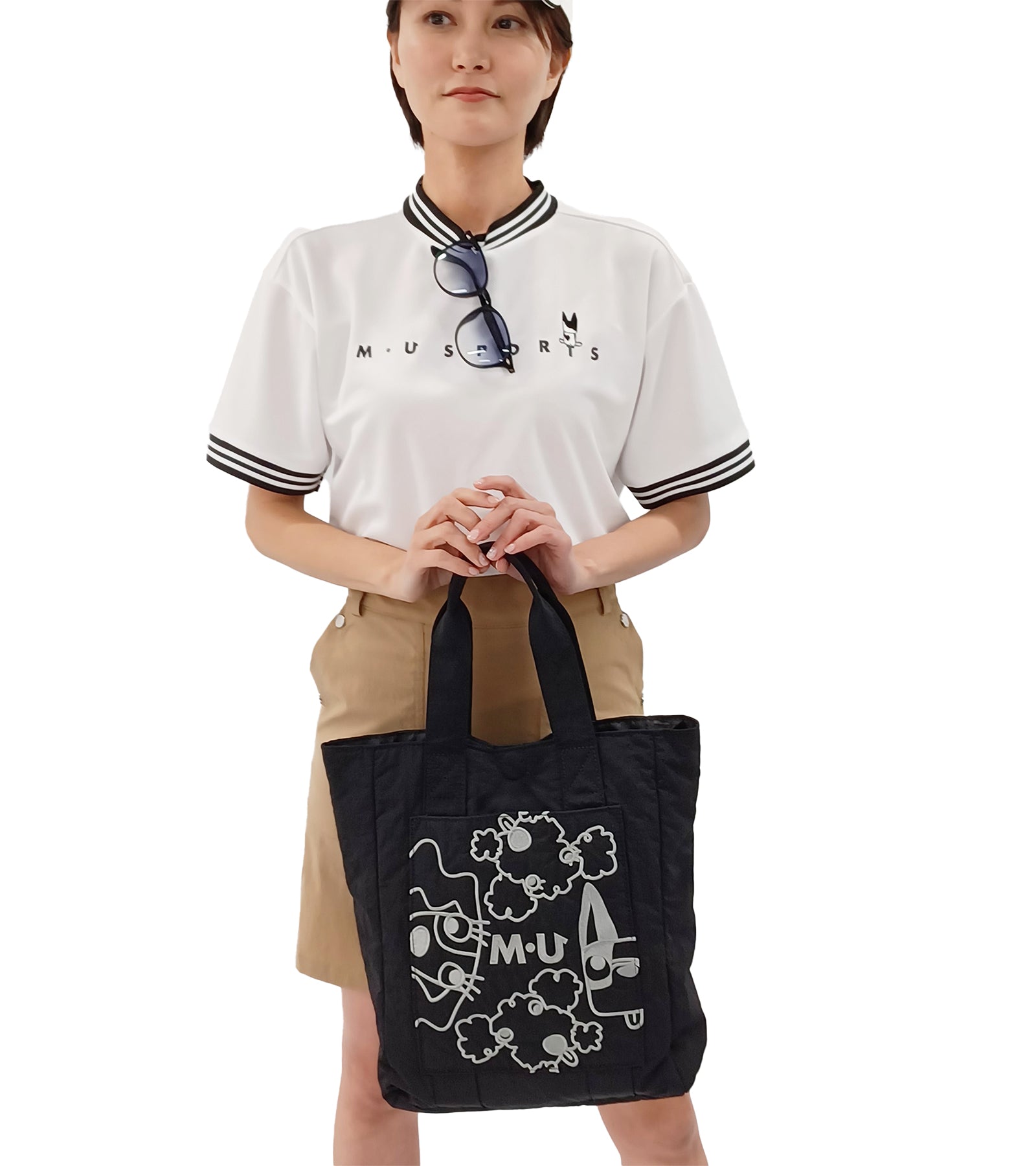 軽量変顔キャラクター刺繍マルチバッグ
