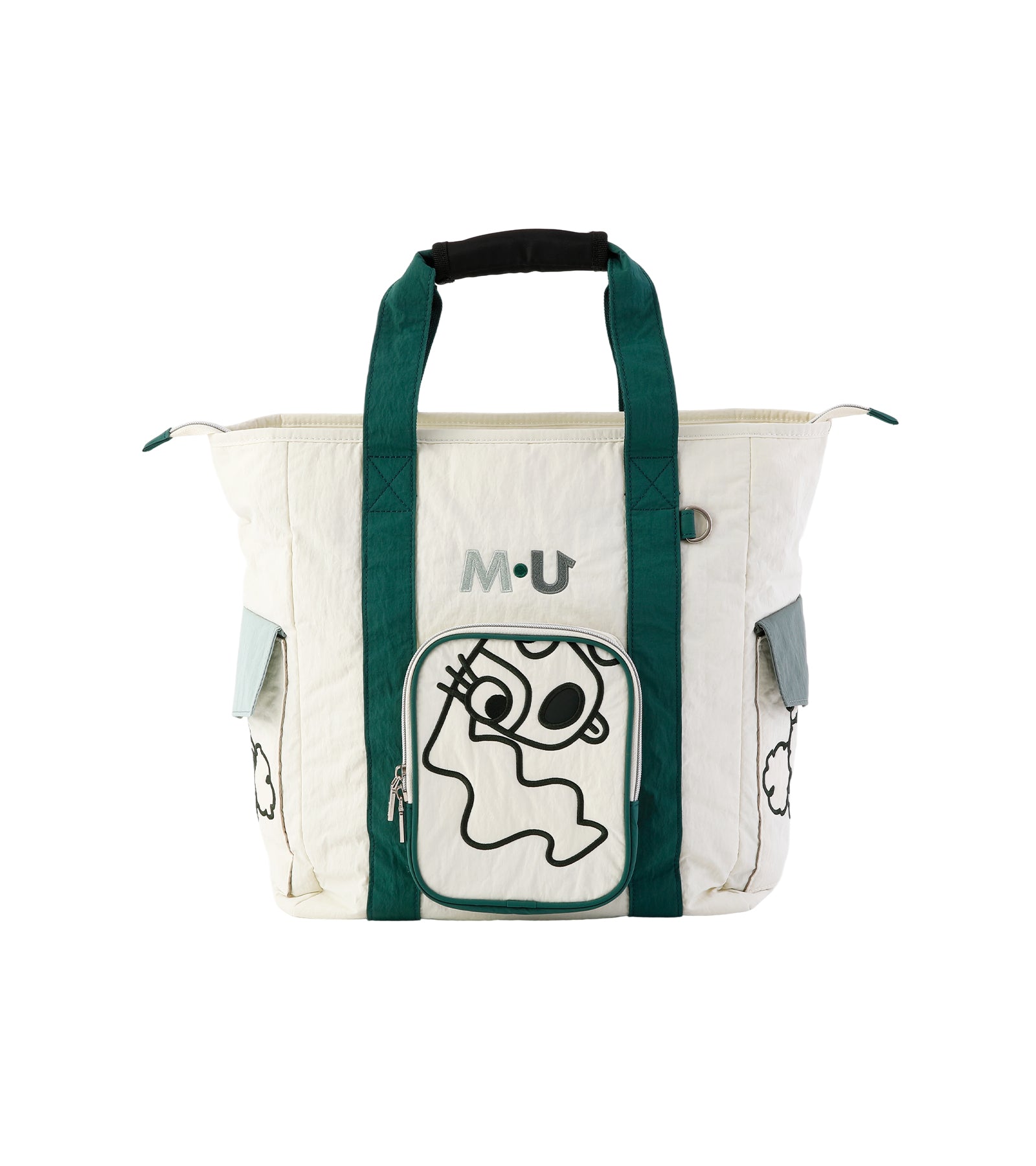 軽量変顔キャラクター刺繍トート型ボストンバッグ
