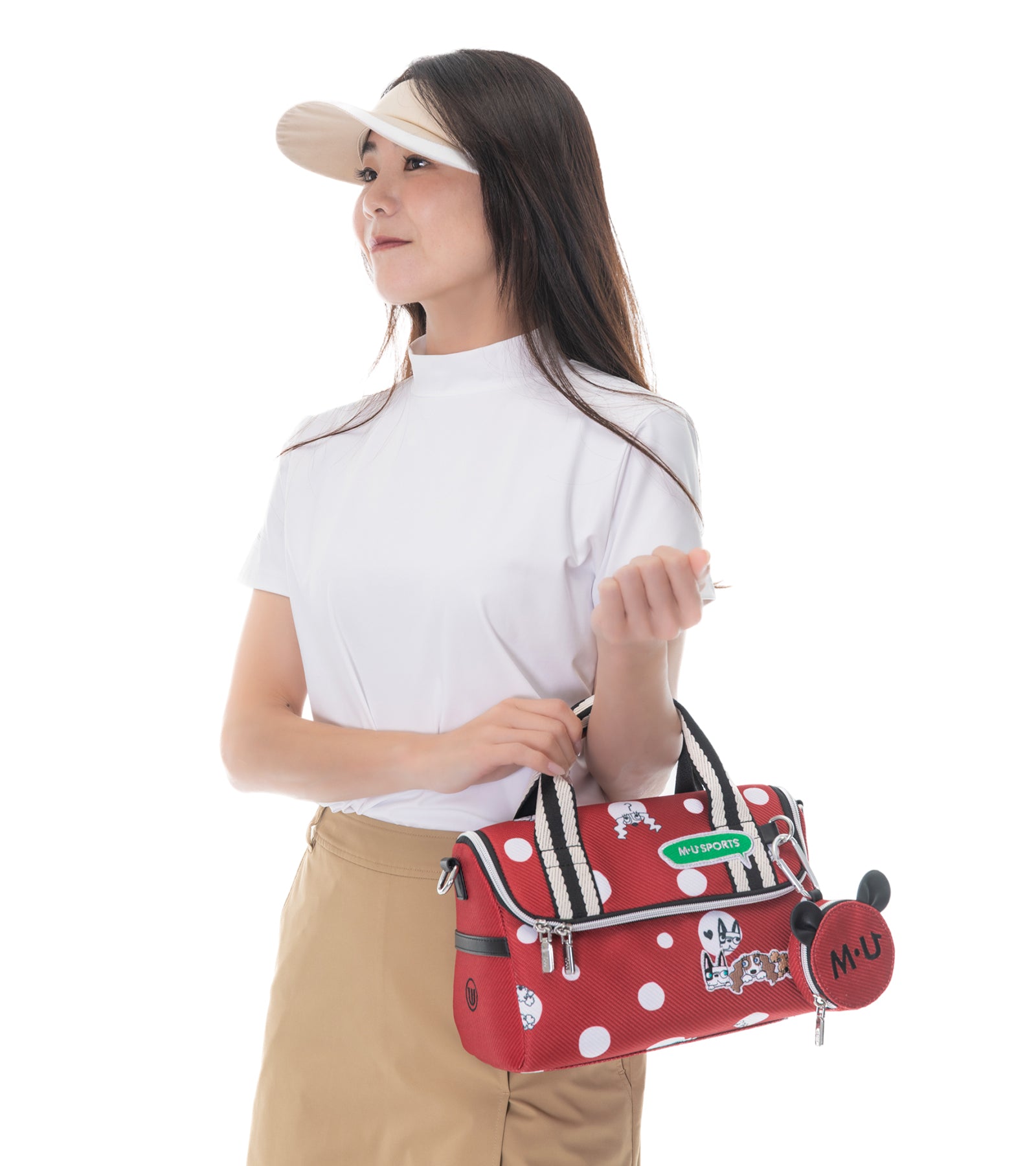 ミニポーチ付き 2WAYポルカドット柄 カートポーチ