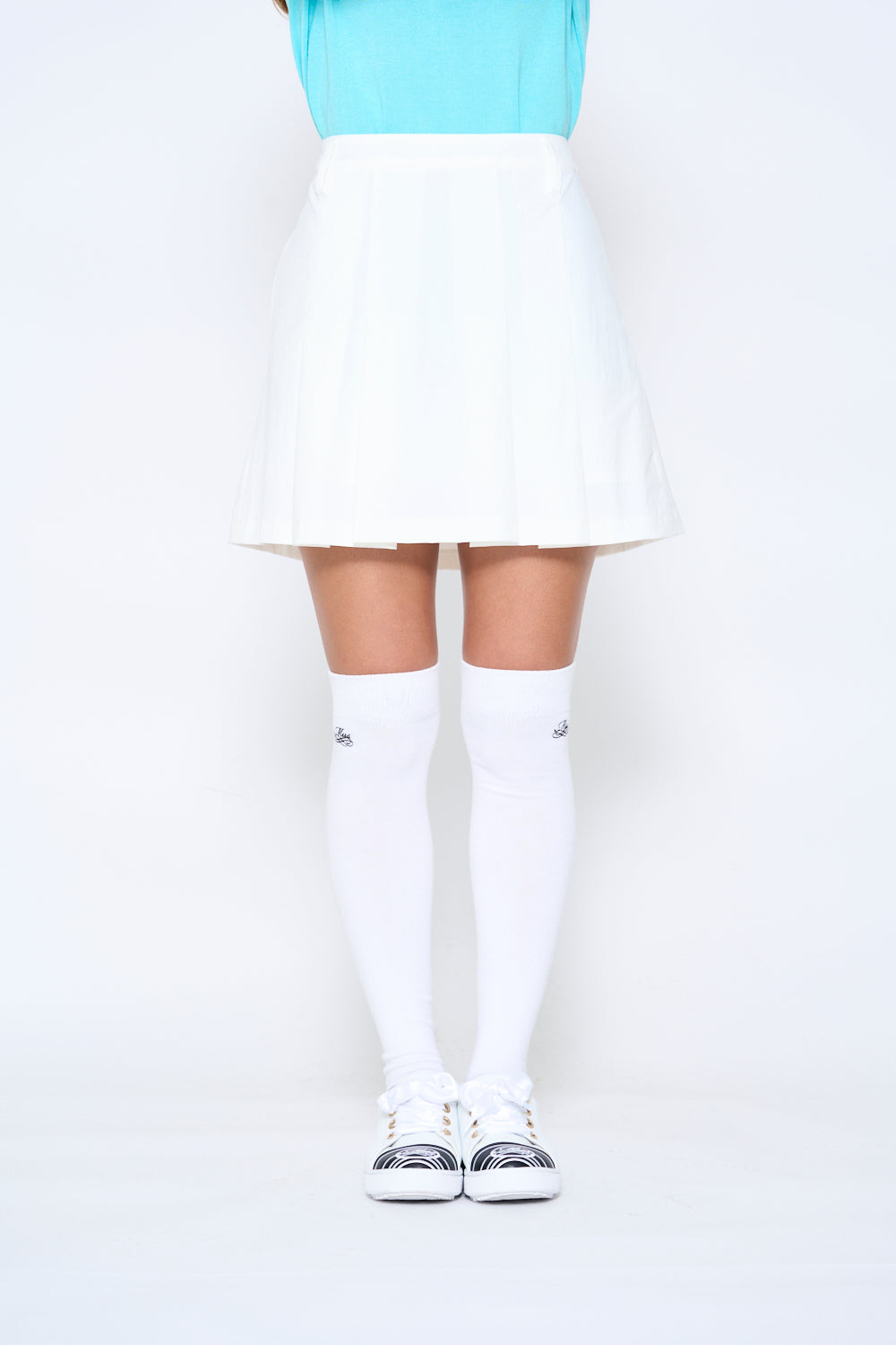 High tension pleated skirt with ribbon belt (701H6508K)