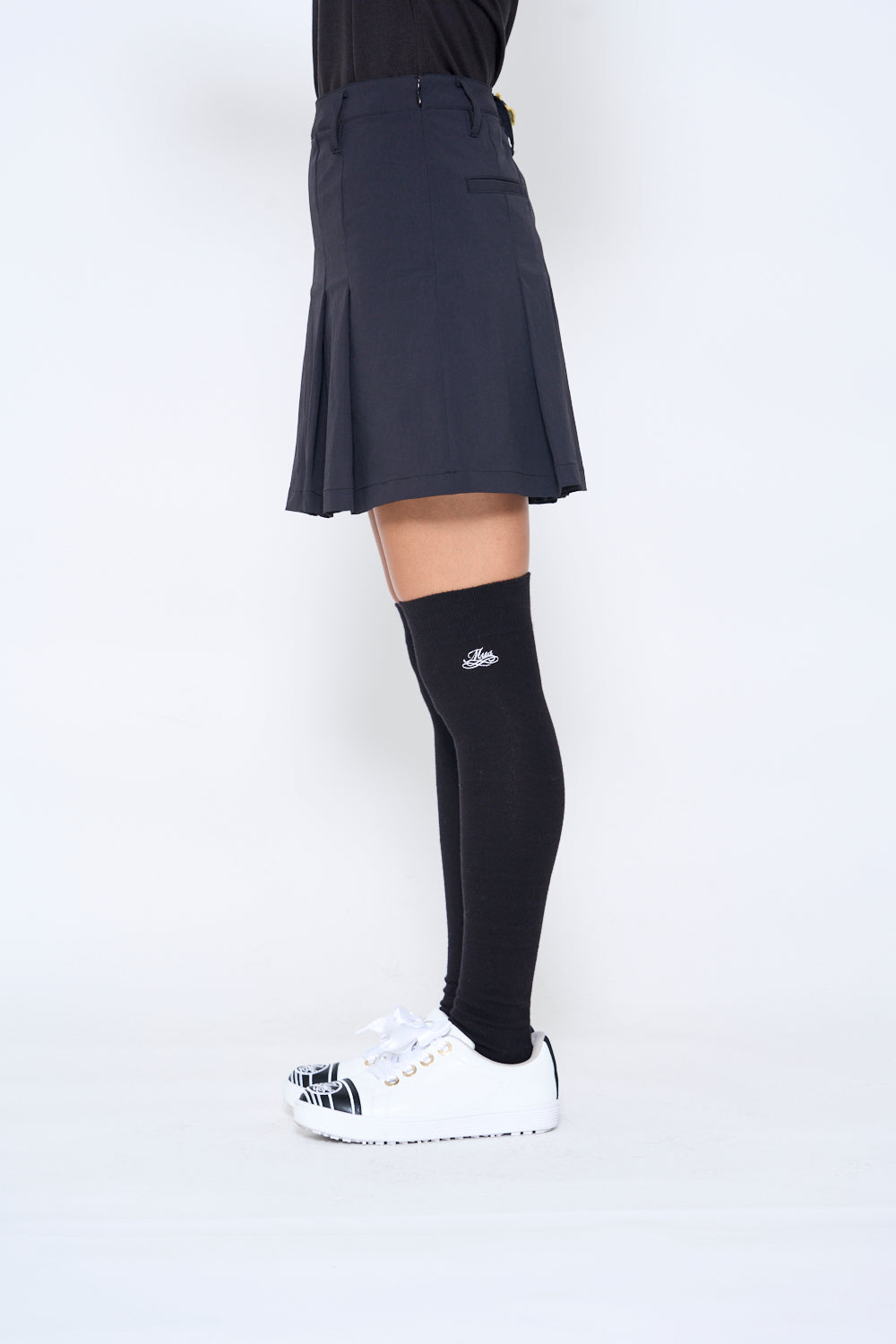 High tension pleated skirt with ribbon belt (701H6508K)