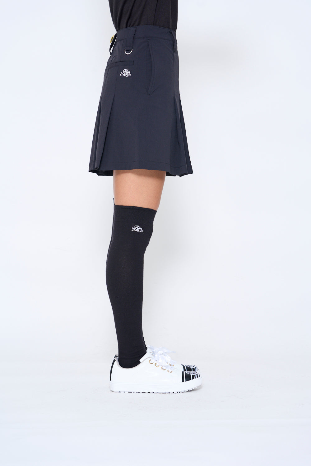 High tension pleated skirt with ribbon belt (701H6508K)