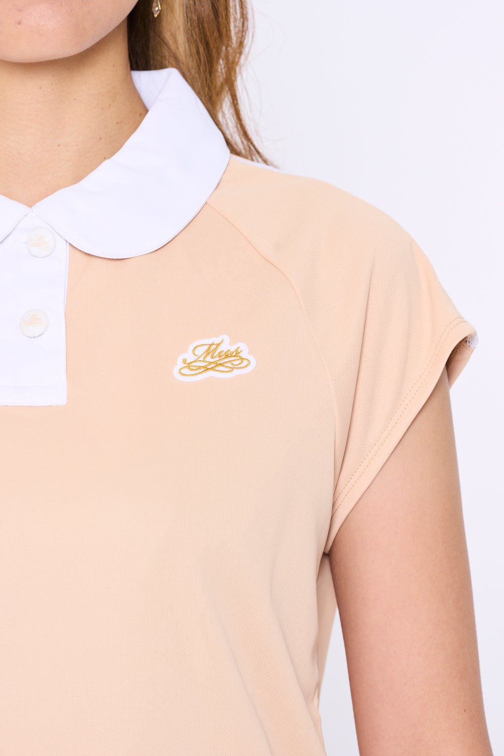 ラウンドカラー脇メッシュフレンチスリーブシャツ(701H3018)