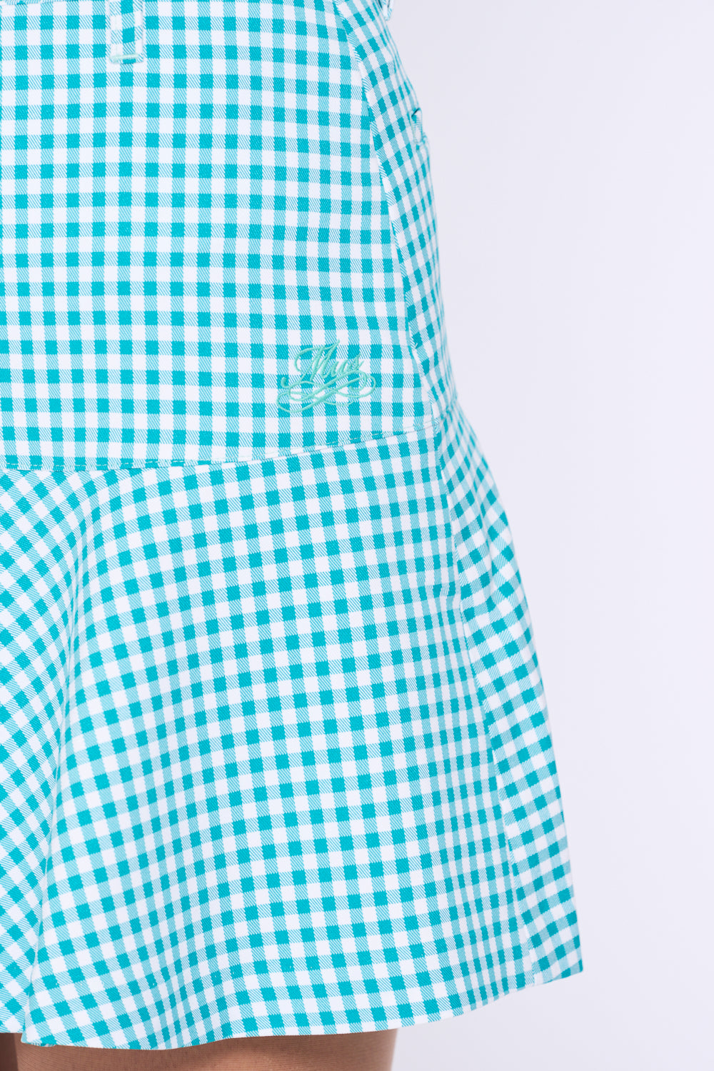 ギンガムチェック切り替えフレアスカート(701H3528)