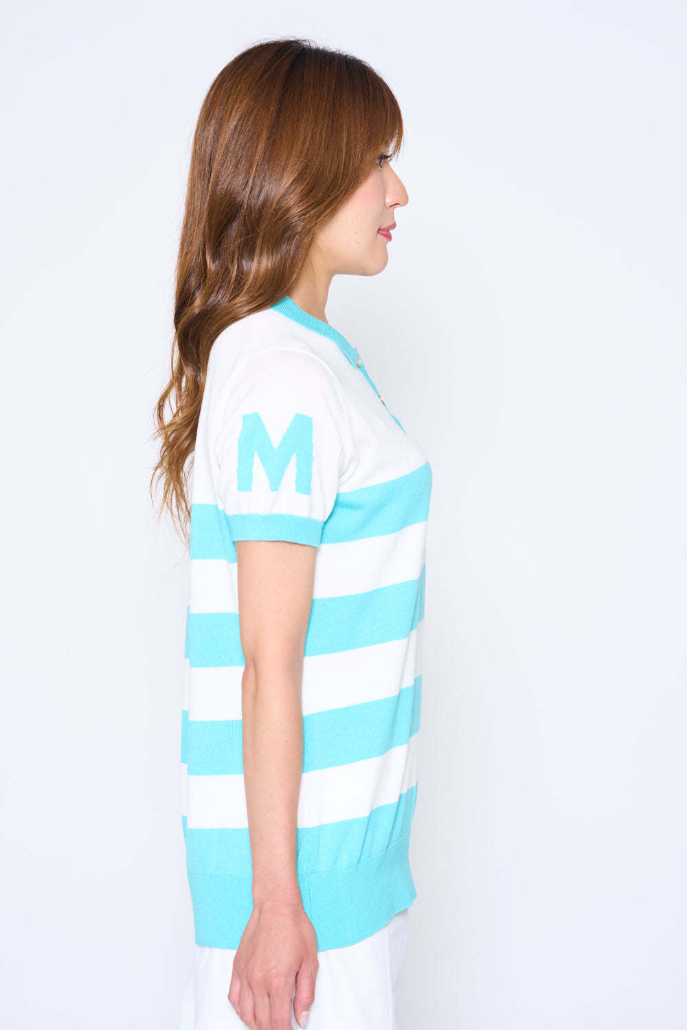 Short sleeve intarsia knit (801H6258K)